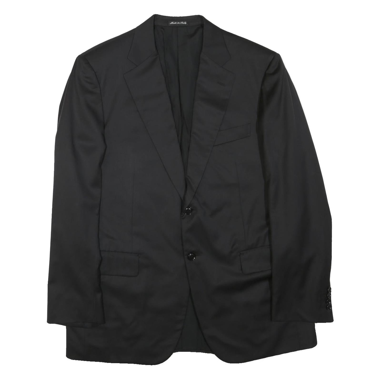 Mens Black Classic Button Jacket L Polyester Blend Plain Elegant Formal Refurbished - N/A refurbished available on Cerqular