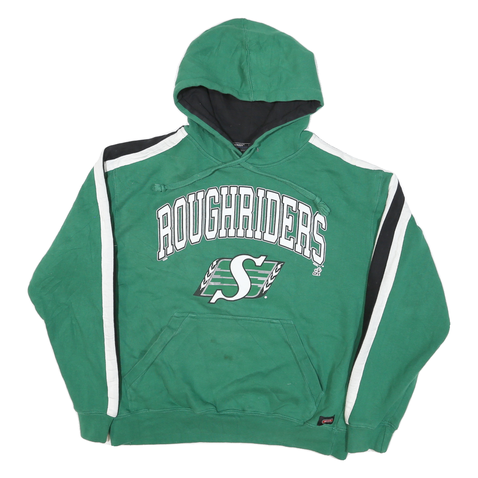 WAVES Mens Green Hoodie M Roughriders Graphic Cotton Blend Pullover Refurbished - N/A refurbished available on Cerqular
