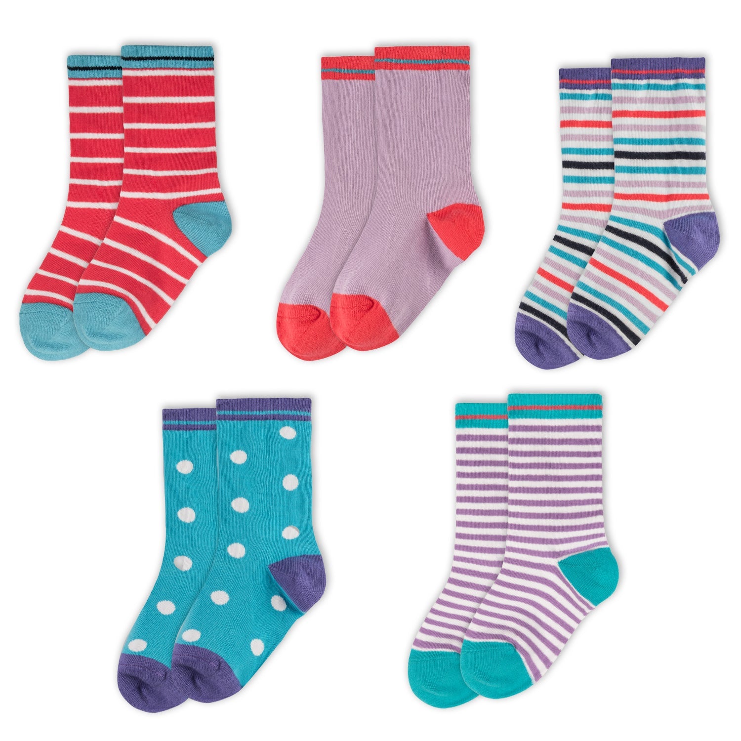 Kids Socks 5-Pack: Organic Cotton Crew Socks | color: Style Combo | size: Medium Refurbished - N/A (Note: There is no well-known brand named "M refurbished available on Cerqular