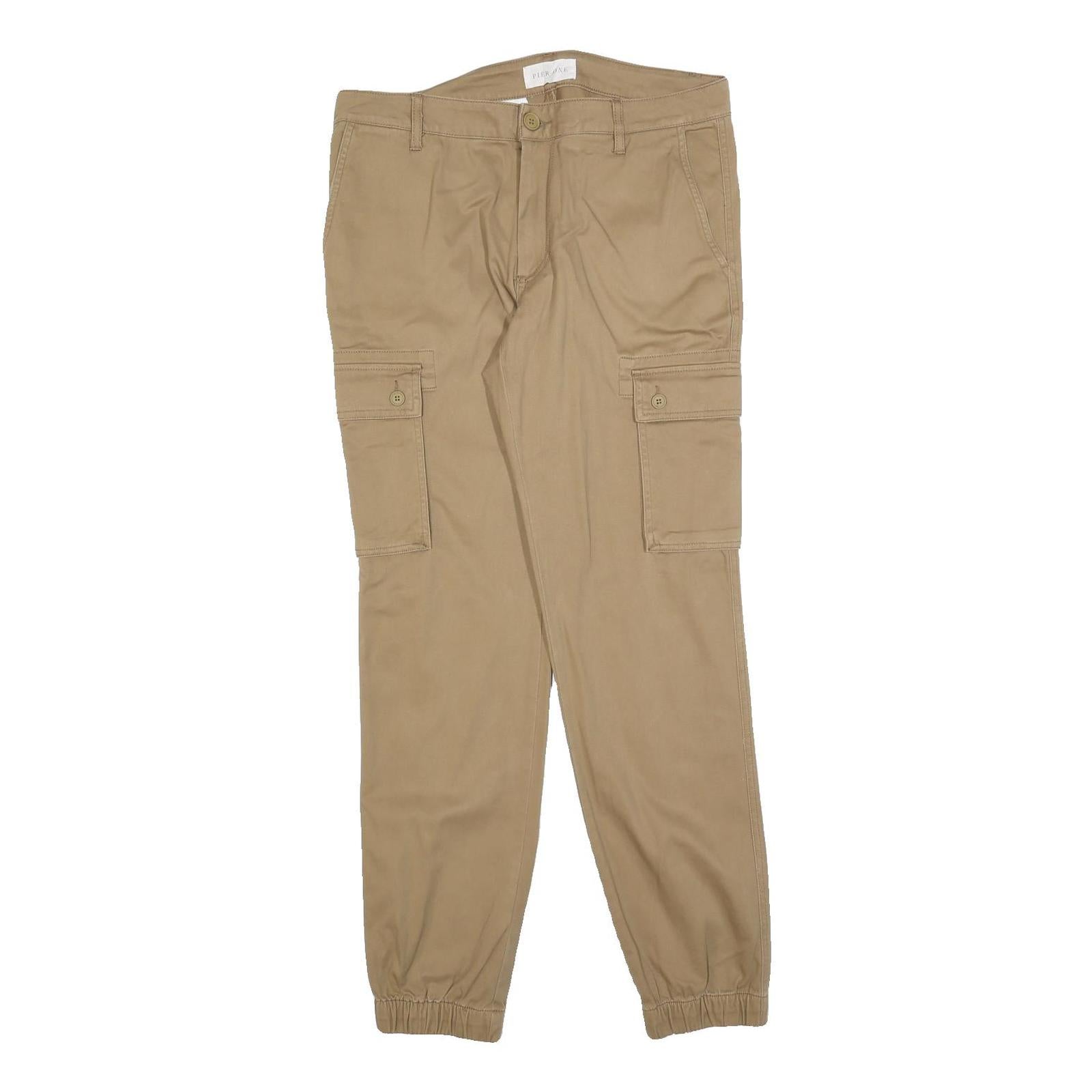 PIER ONE Mens Slim Beige Cargo Jogger Trousers W34 L32 Casual Utility Zip Refurbished - N/A refurbished available on Cerqular