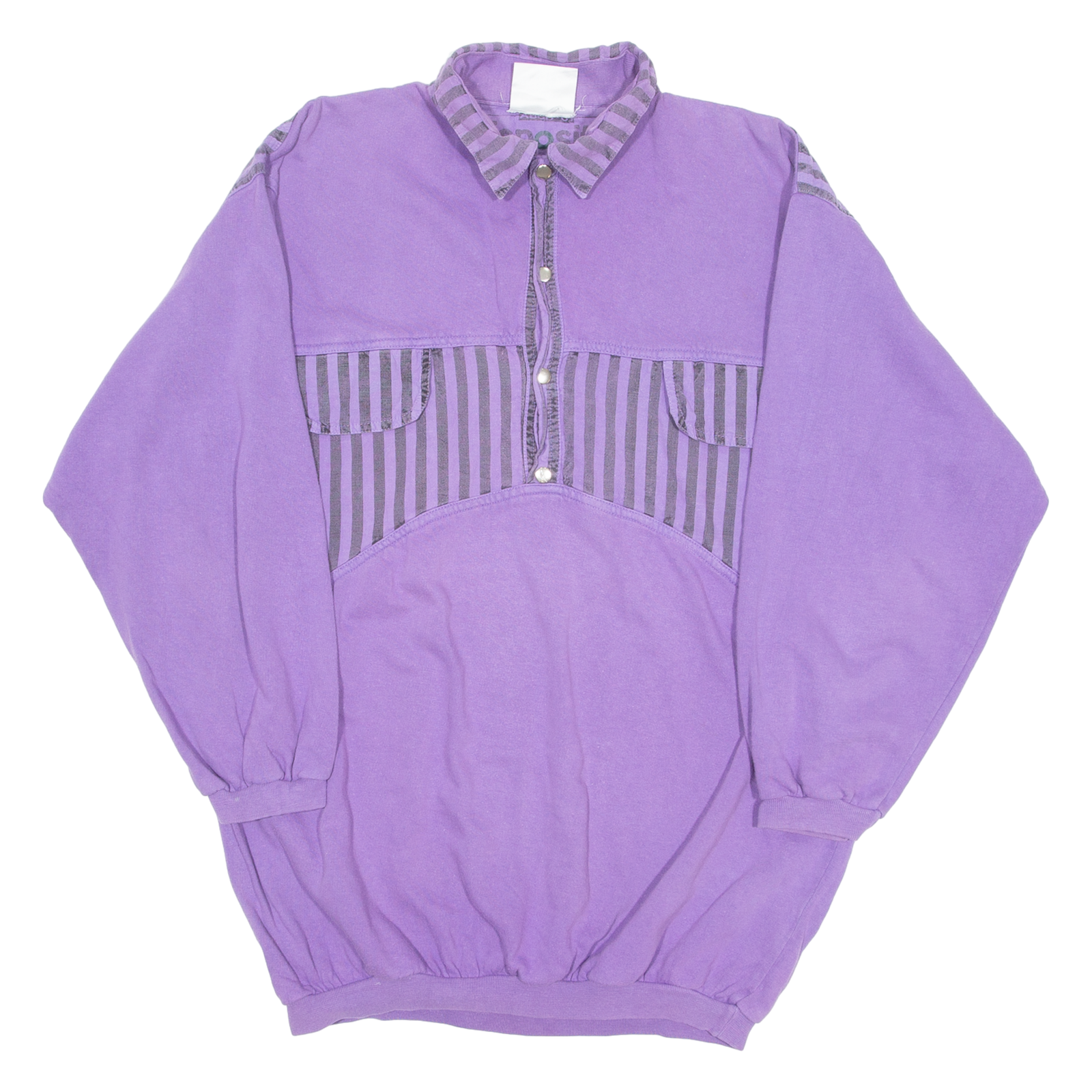 ESPOSITO Mens Sweatshirt Purple Button Neck 90s L Refurbished - N/A refurbished available on Cerqular