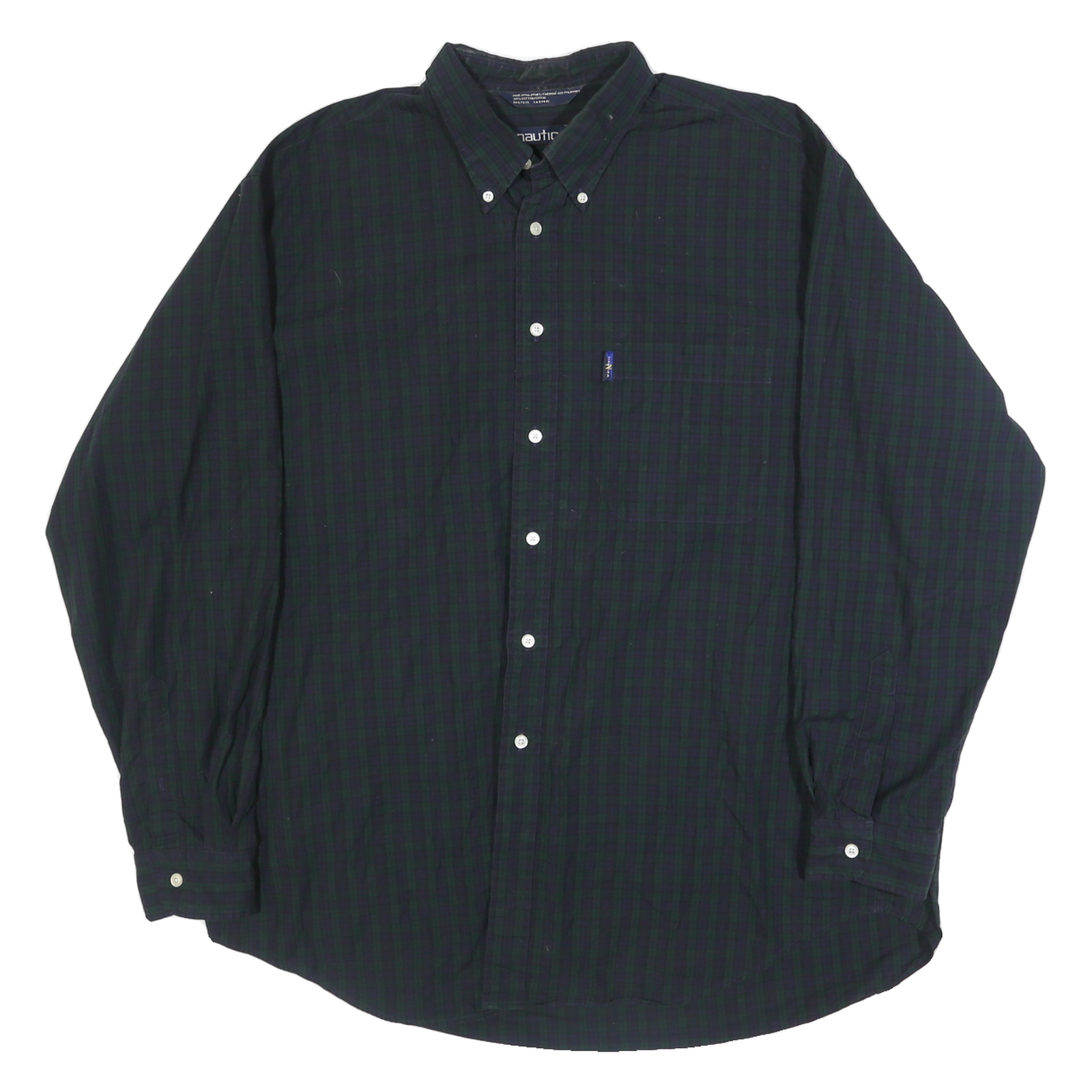 NAUTICA Mens Blue & Green Check Cotton Shirt XL Button Down Casual Classic Refurbished - N/A refurbished available on Cerqular