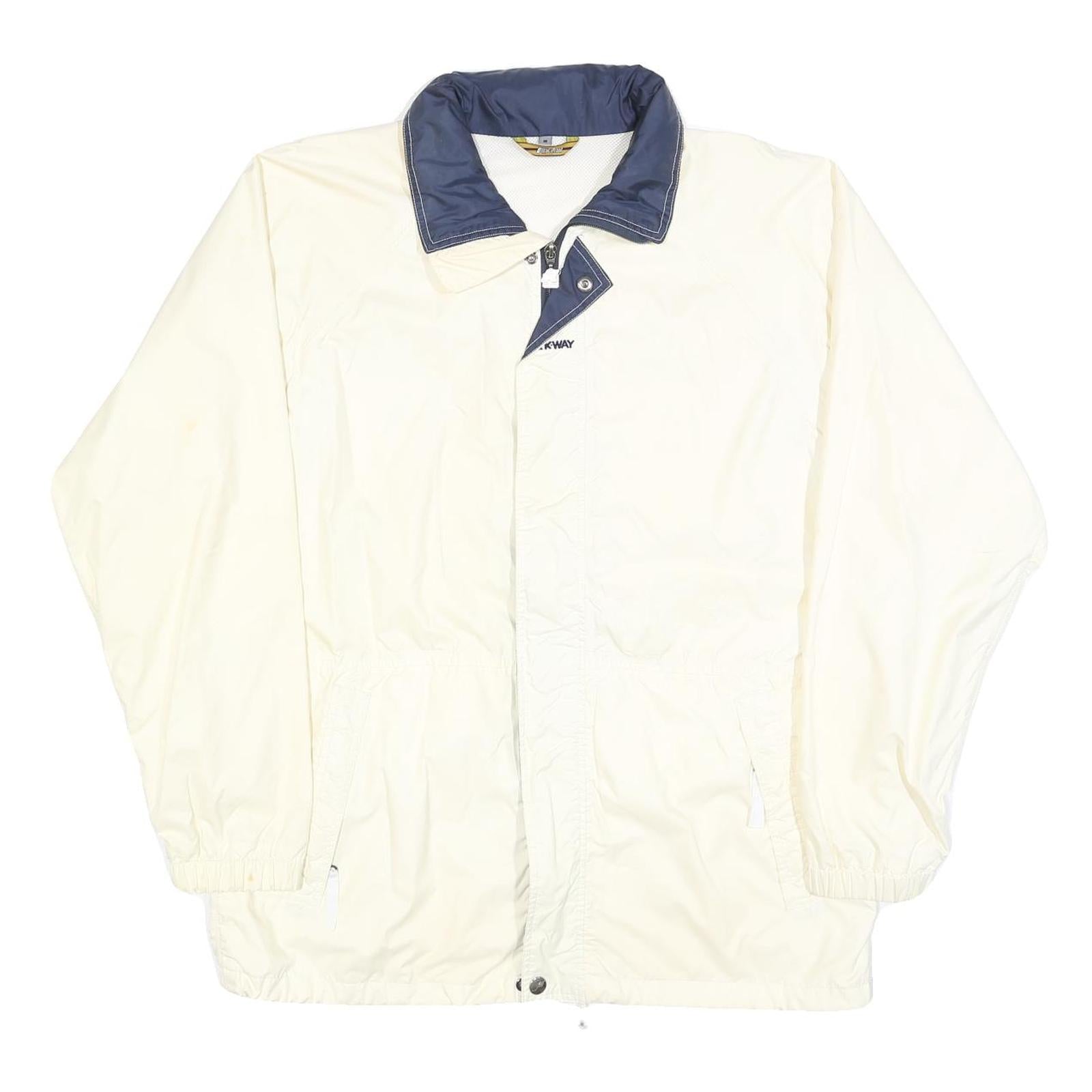 K-WAY Mens White & Navy Casual Jacket M Polyester Blend Plain Zip Fastening Refurbished - N/A refurbished available on Cerqular