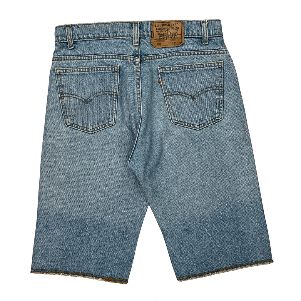 Levis Denim Shorts - 32W 11L Light Wash Cotton Refurbished - Thrifted (note: this is a term often used to describe second- refurbished available on Cerqular