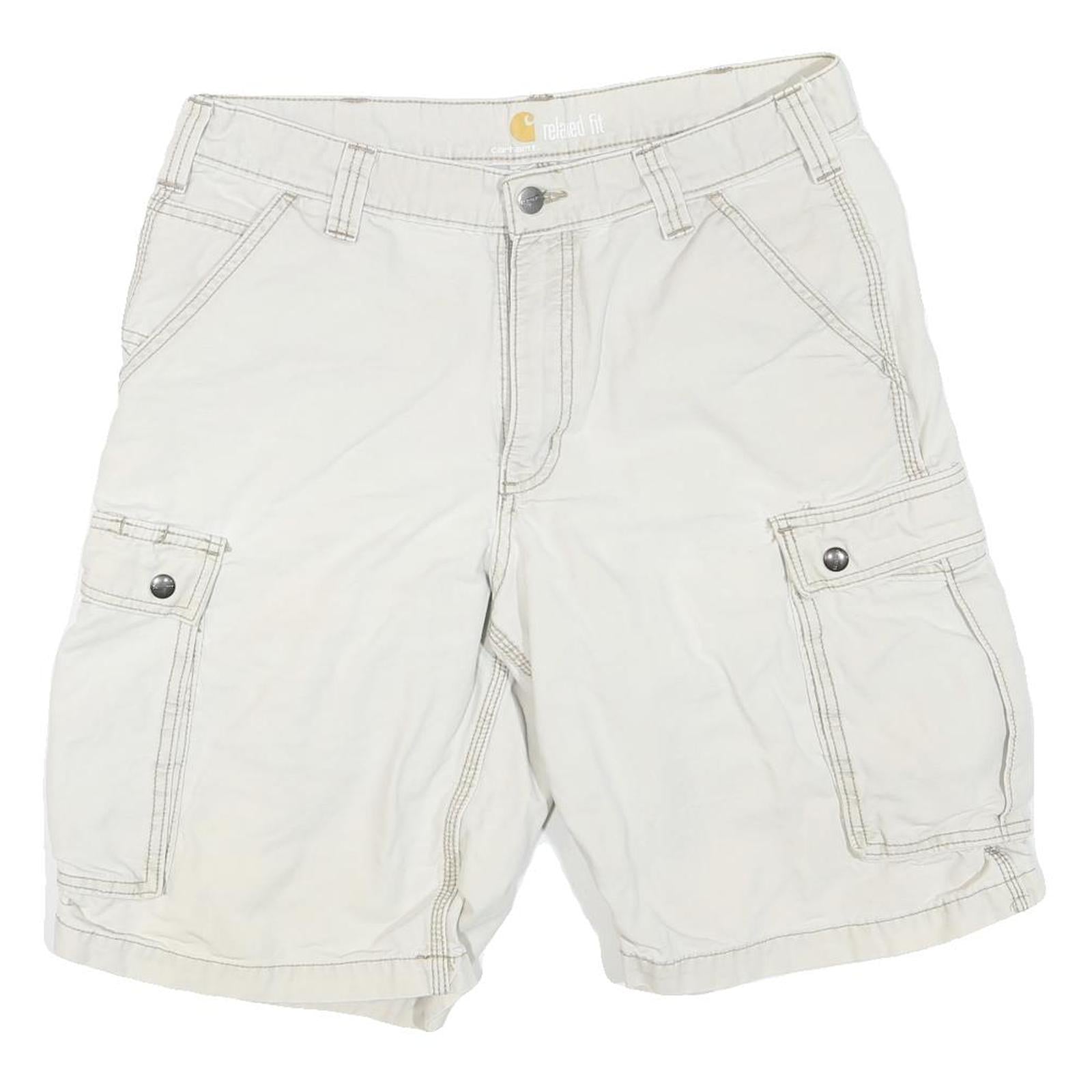 CARHARTT Mens Shorts Beige Cargo Relaxed M W34 Cotton Blend Casual Utility Refurbished - N/A refurbished available on Cerqular