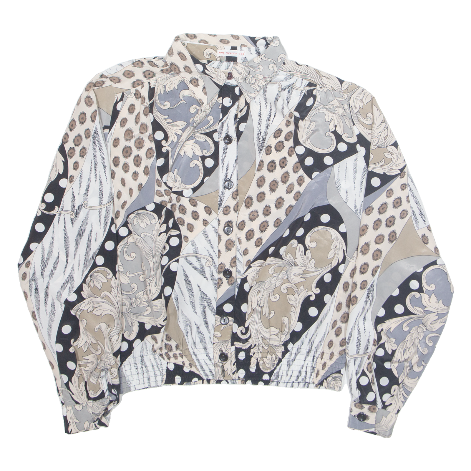 Womens Printed Shirt Grey Collared Long Sleeve Crazy Pattern M Refurbished - N/A refurbished available on Cerqular