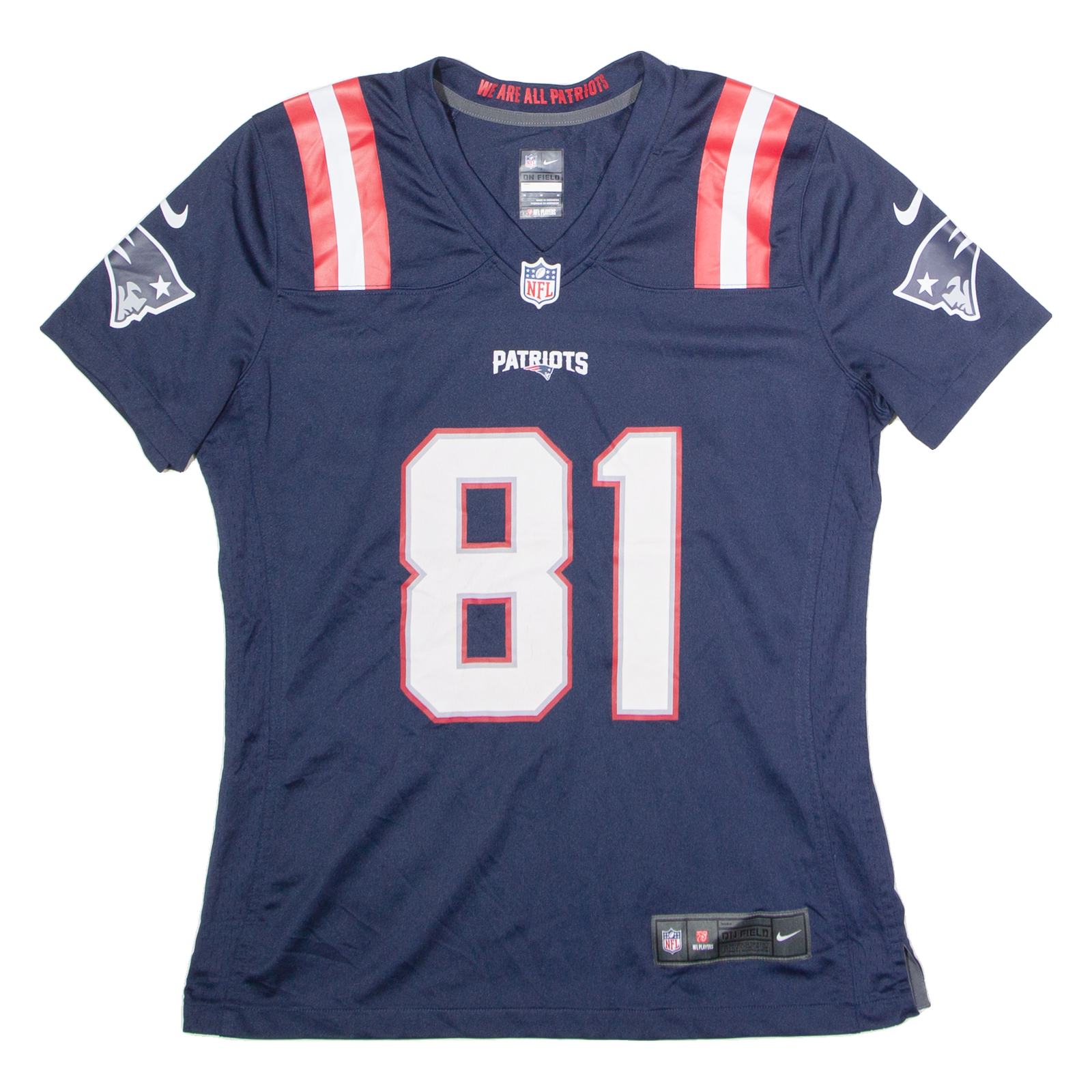 NIKE New England Patriots Home #81 Moss Womens Jersey Blue USA V-Neck M Refurbished - N/A refurbished available on Cerqular