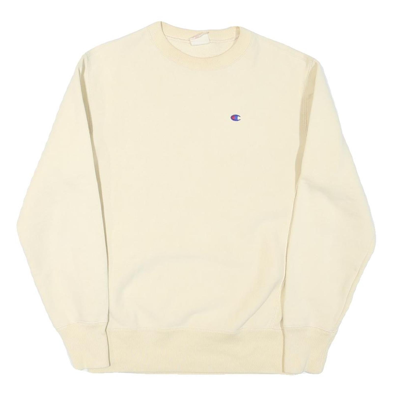 CHAMPION Mens Cream Crew Neck L Sweatshirt Cotton Blend Pullover Logo Refurbished - N/A refurbished available on Cerqular