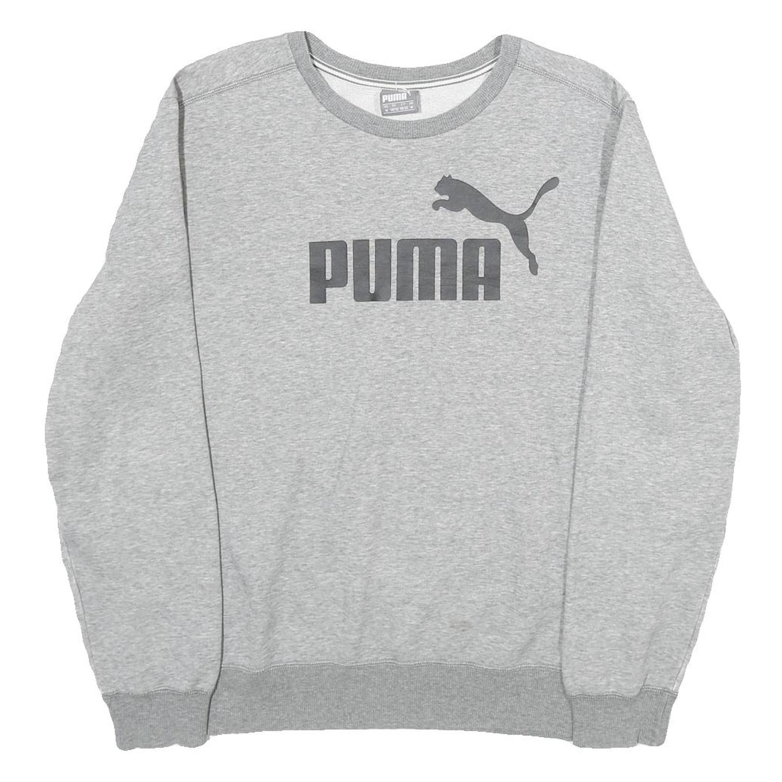 PUMA Mens Grey Cotton Blend Crew Neck M Sweatshirt Logo Print Casual Refurbished - N/A refurbished available on Cerqular
