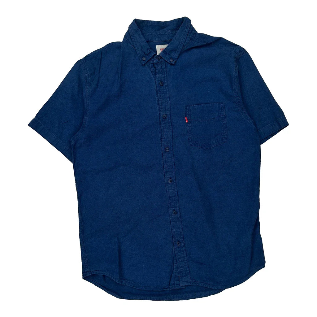 Buy Levis Short Sleeve Shirt - Medium Blue Cotton Refurbished - $30.81 Levis Short Sleeve Shirt - Medium Blue Cotton Refurbished - Thrifted (note: this is a term often used to describe second- refurbished available on Cerqular