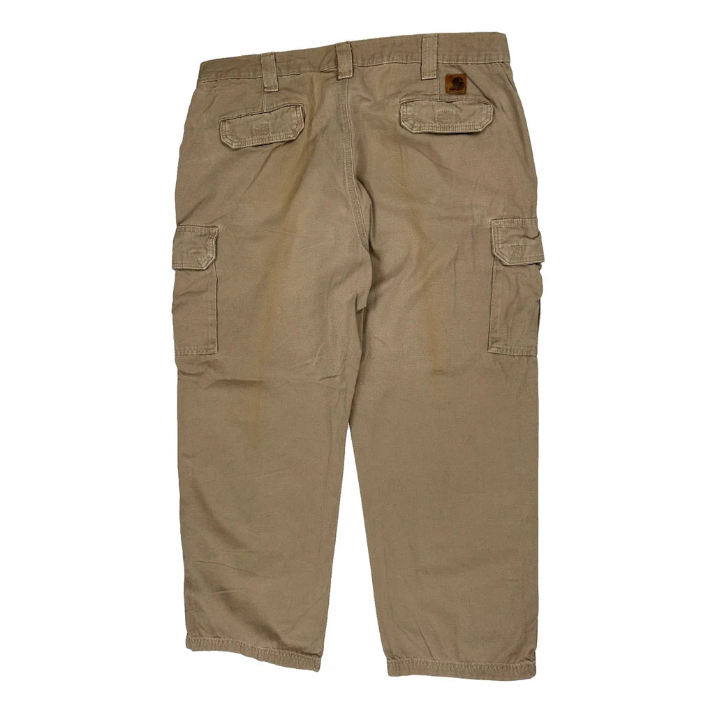 Carhartt Cargo Trousers - 40W 30L Khaki Cotton Refurbished - Thrifted (note: this is a term often used to describe second- refurbished available on Cerqular