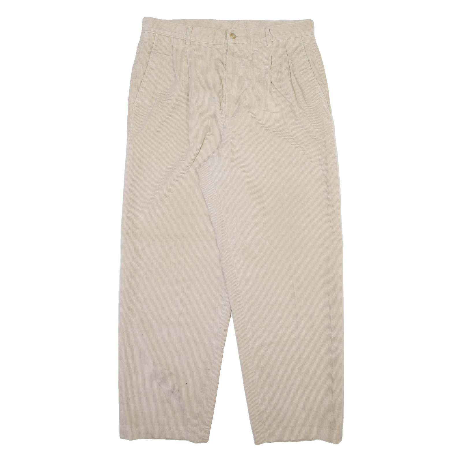 CLAIBORNE Womens Corduroy Trousers Beige Relaxed Straight W32 L29 Refurbished - N/A refurbished available on Cerqular