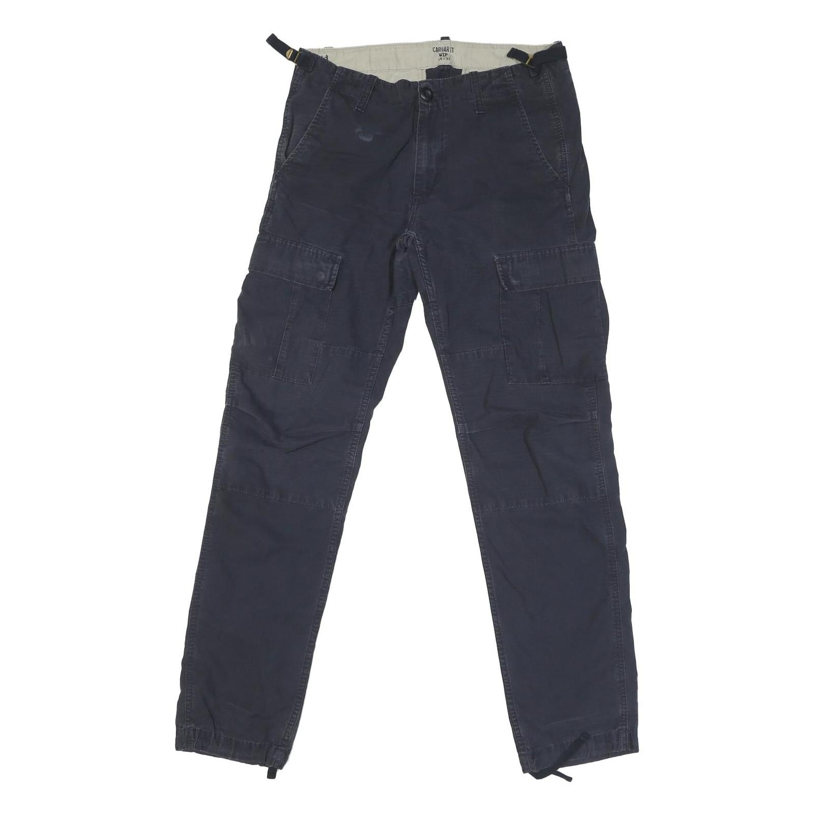 CARHARTT Mens Cotton Blend Navy Regular Cargo Trousers W29 L32 Workwear Zip Refurbished - N/A refurbished available on Cerqular