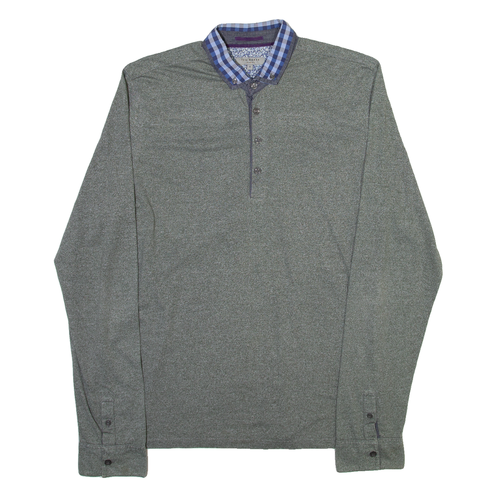 TED BAKER Mens Polo Shirt Grey Long Sleeve 2XL Refurbished - N/A refurbished available on Cerqular