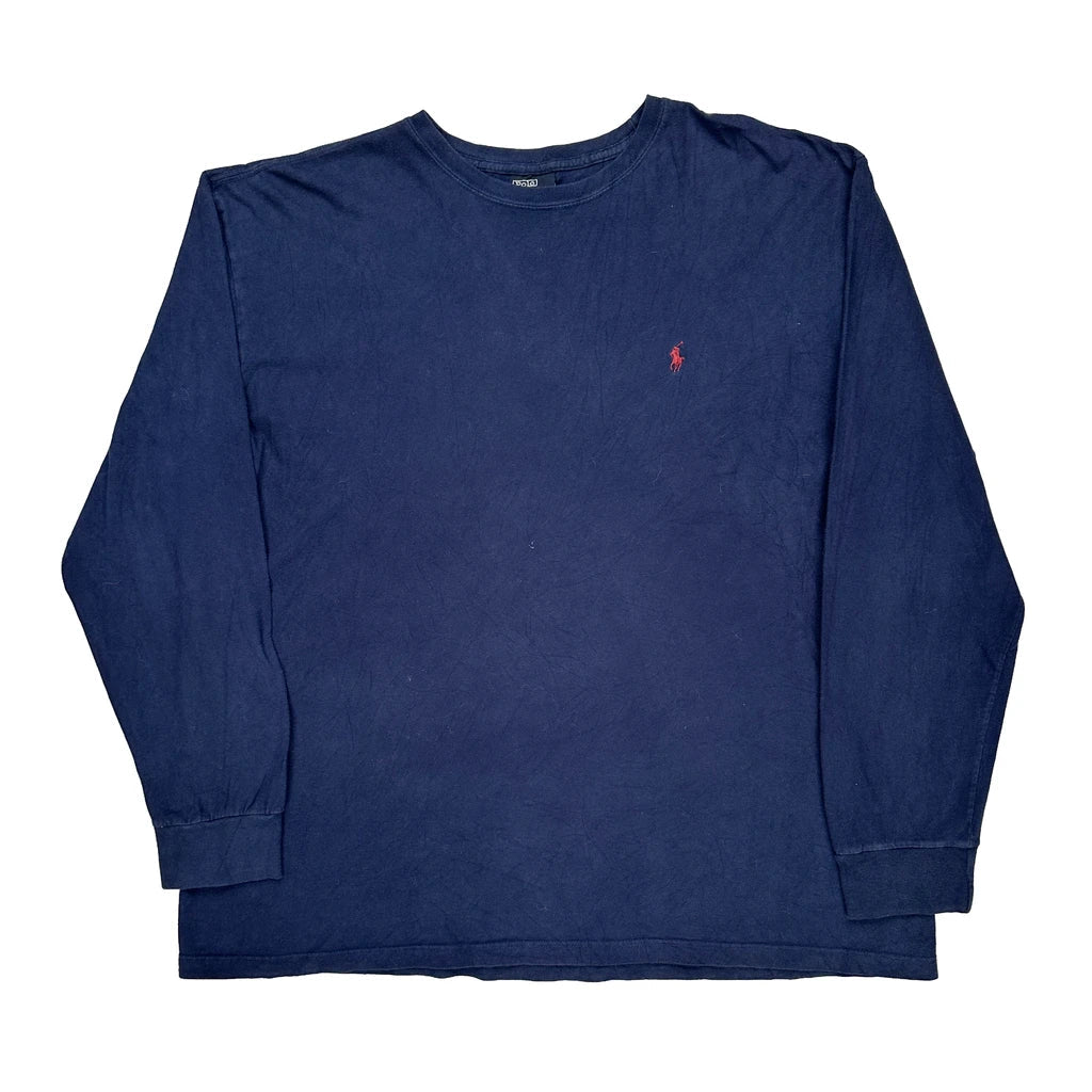 Polo By Ralph Lauren Long Sleeve T-Shirt - XL Blue Cotton Refurbished - Thrifted (note: this is a term often used to describe second- refurbished available on Cerqular