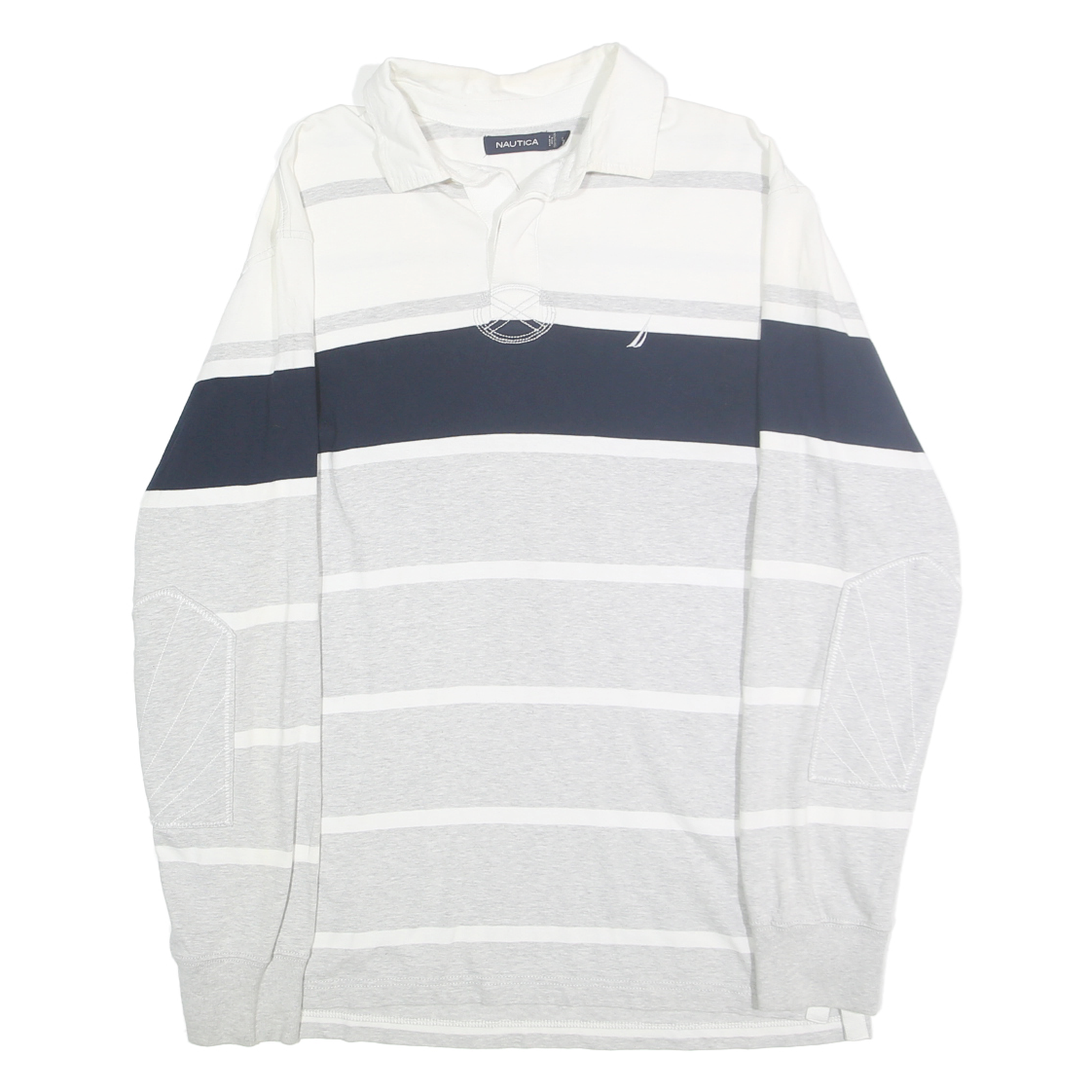 Buy NAUTICA Mens White & Grey Long Sleeve Striped Polo Shirt L Cotton Casual Refurbished - $28.59 NAUTICA Mens White & Grey Long Sleeve Striped Polo Shirt L Cotton Casual Refurbished - N/A refurbished available on Cerqular