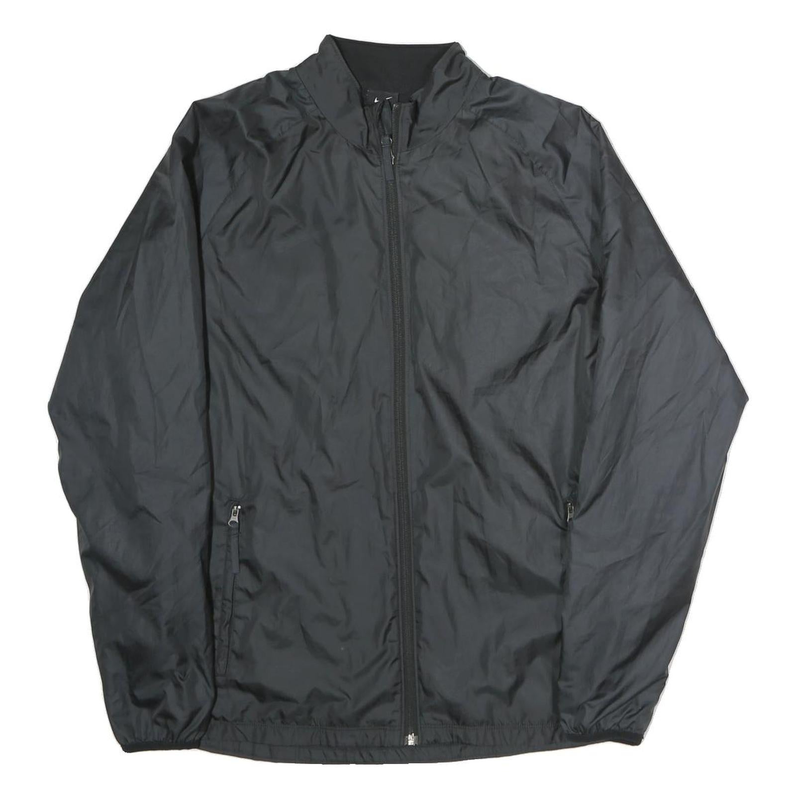 NIKE Mens Black Jacket M Polyester Zip Plain Lightweight Sportswear Refurbished - N/A refurbished available on Cerqular