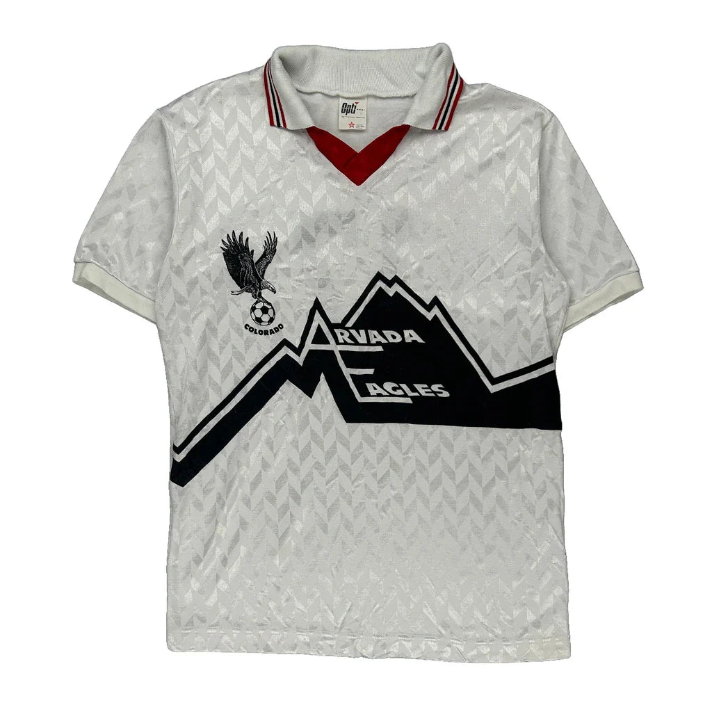 Arvada Eagles Opti Football Shirt - Large White Polyester Refurbished - Thrifted (note: this is a term often used to describe second- refurbished available on Cerqular