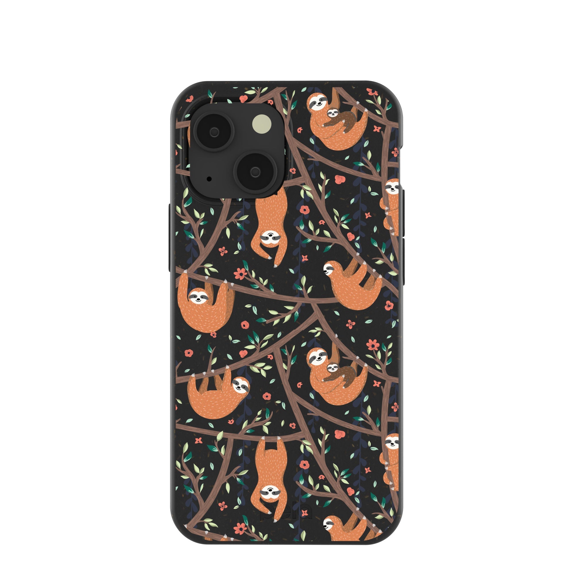 Black Jungle Sloths iPhone 13 Mini Case Refurbished - Pela Case refurbished available on Cerqular