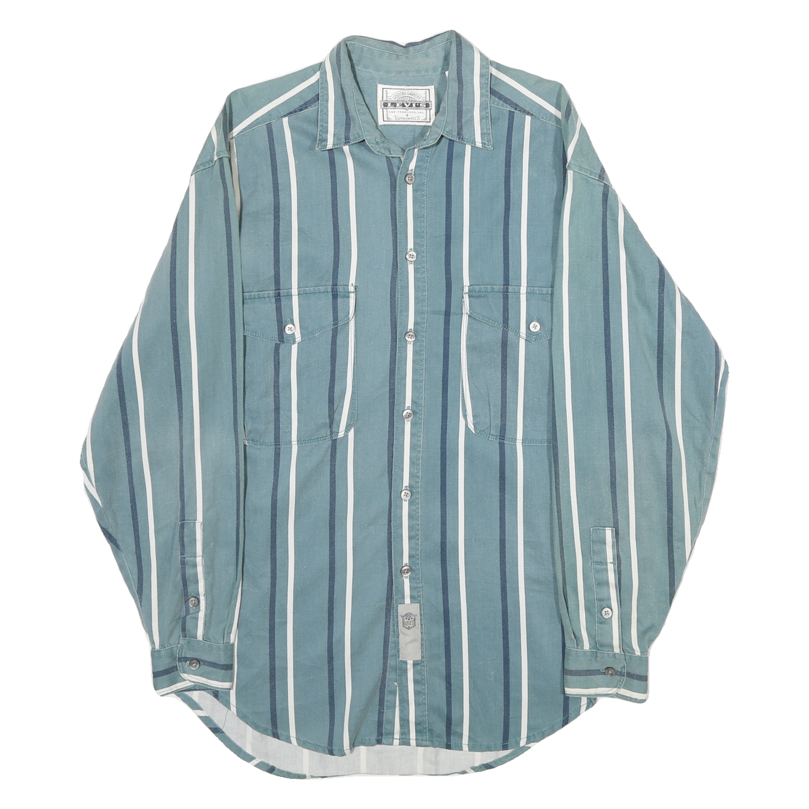 LEVI'S Mens Blue & White Striped Cotton Shirt S Casual Button Front Refurbished - N/A refurbished available on Cerqular