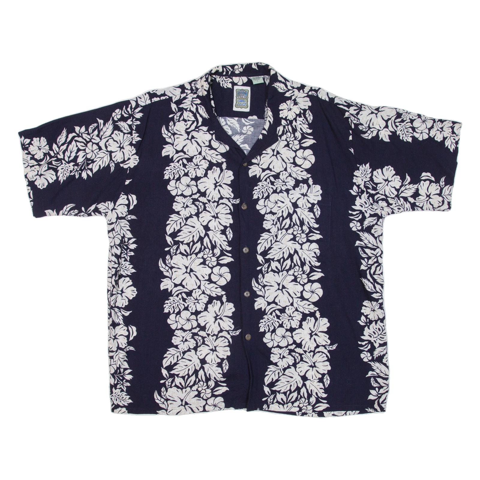 OCEAN TOWER Mens Hawaiian Shirt Blue Floral L Refurbished - N/A refurbished available on Cerqular