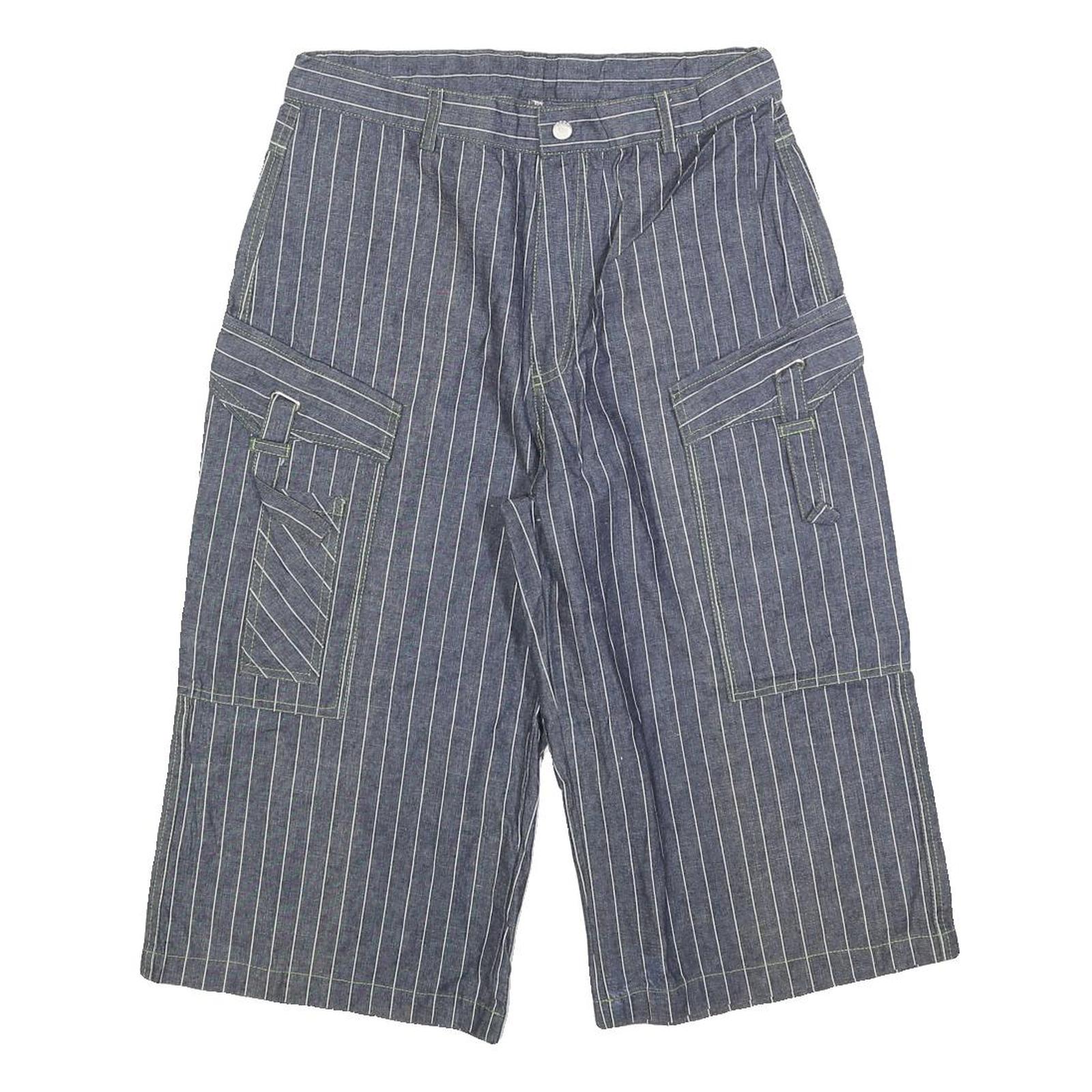 MODE JEANS Mens Shorts Blue Pinstripe Cargo S W28 Comfortable Cotton Blend Refurbished - N/A refurbished available on Cerqular