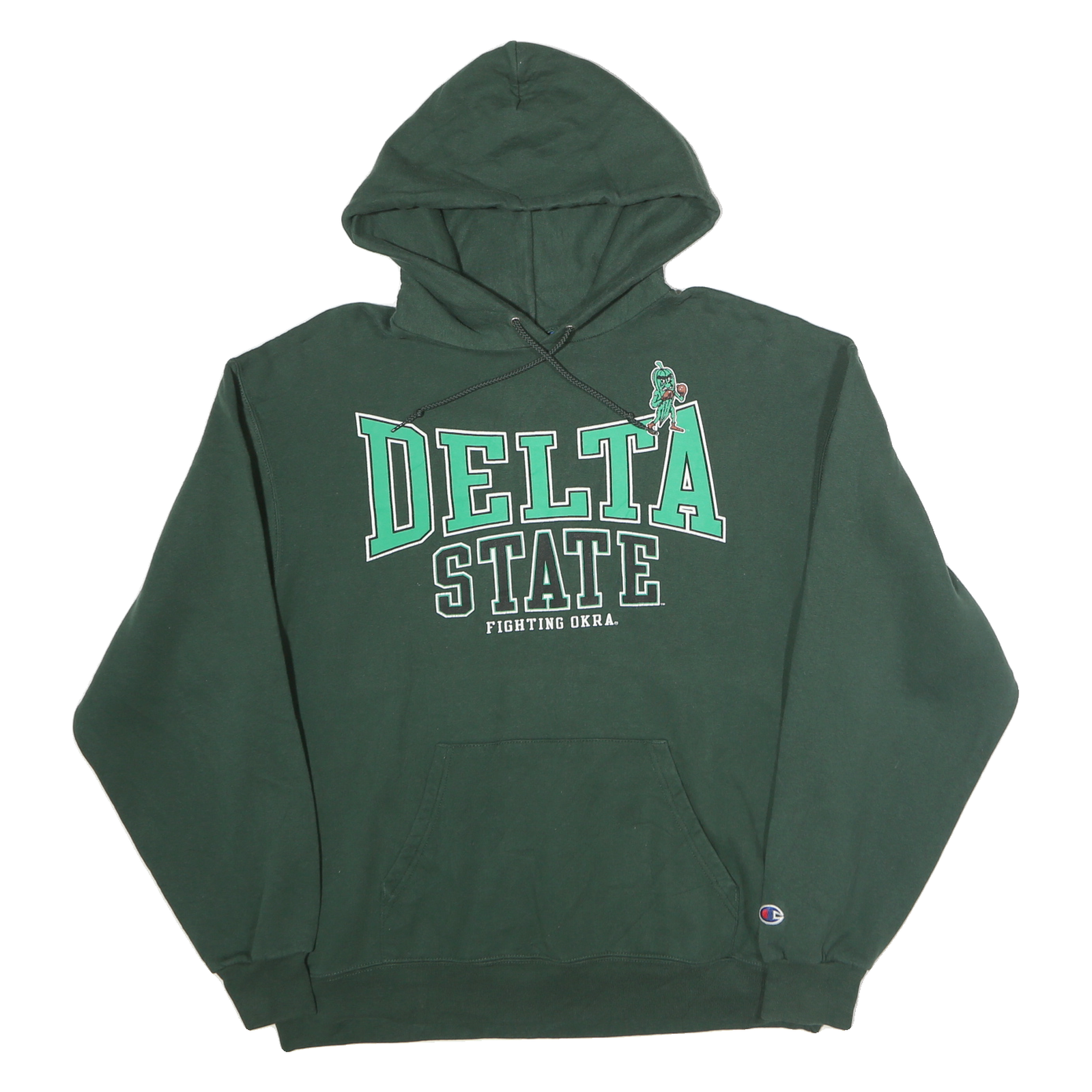 CHAMPION Mens Green Delta State Pullover Hoodie L Cotton Casual Sweatshirt Refurbished - N/A refurbished available on Cerqular