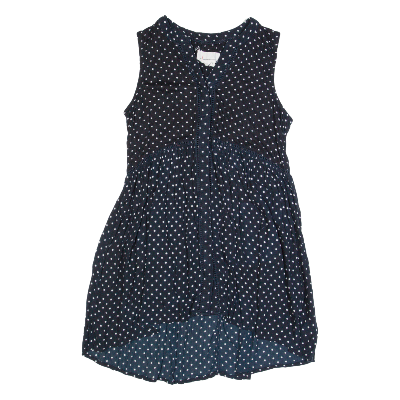 ANTHROPOLOGIE Womens Printed Top Blue Sleeveless Polka Dot XS Refurbished - N/A refurbished available on Cerqular