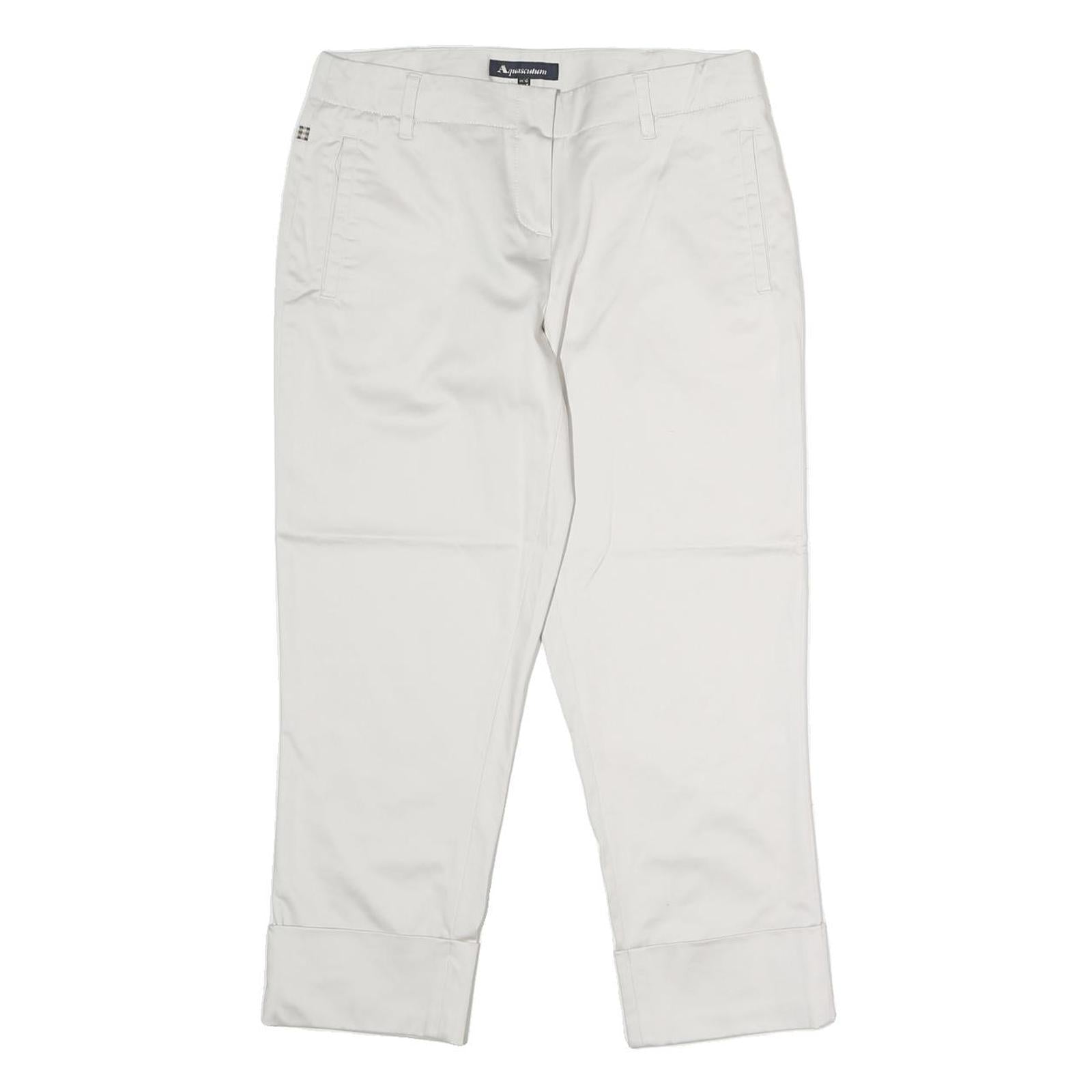 AQUASCUTUM Womens Cotton Blend White Regular Straight Trousers W28 L13 Smart Refurbished - N/A refurbished available on Cerqular