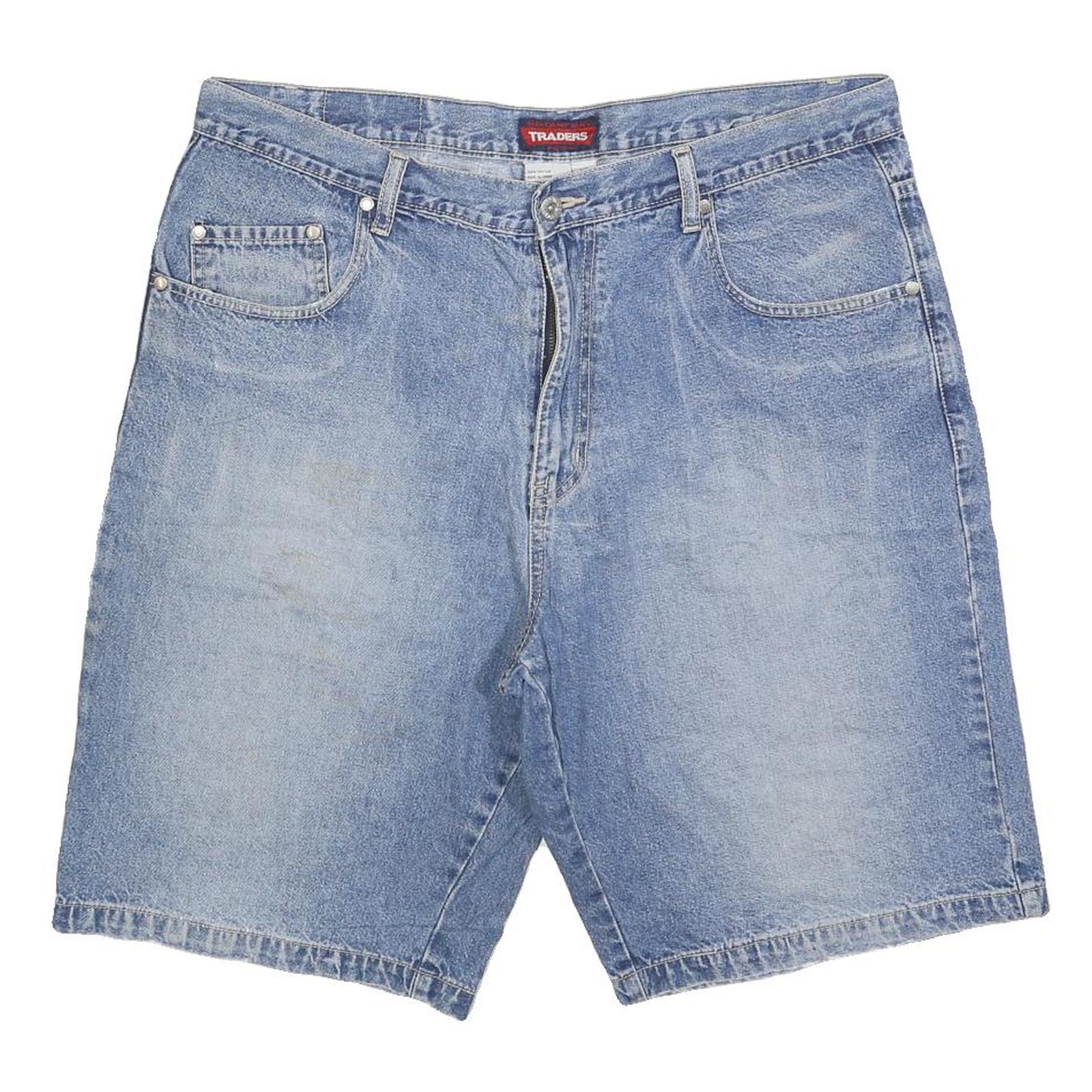 TRADERS Mens Denim Blue Shorts Casual L W36 Comfortable Cotton Blend Refurbished - N/A refurbished available on Cerqular