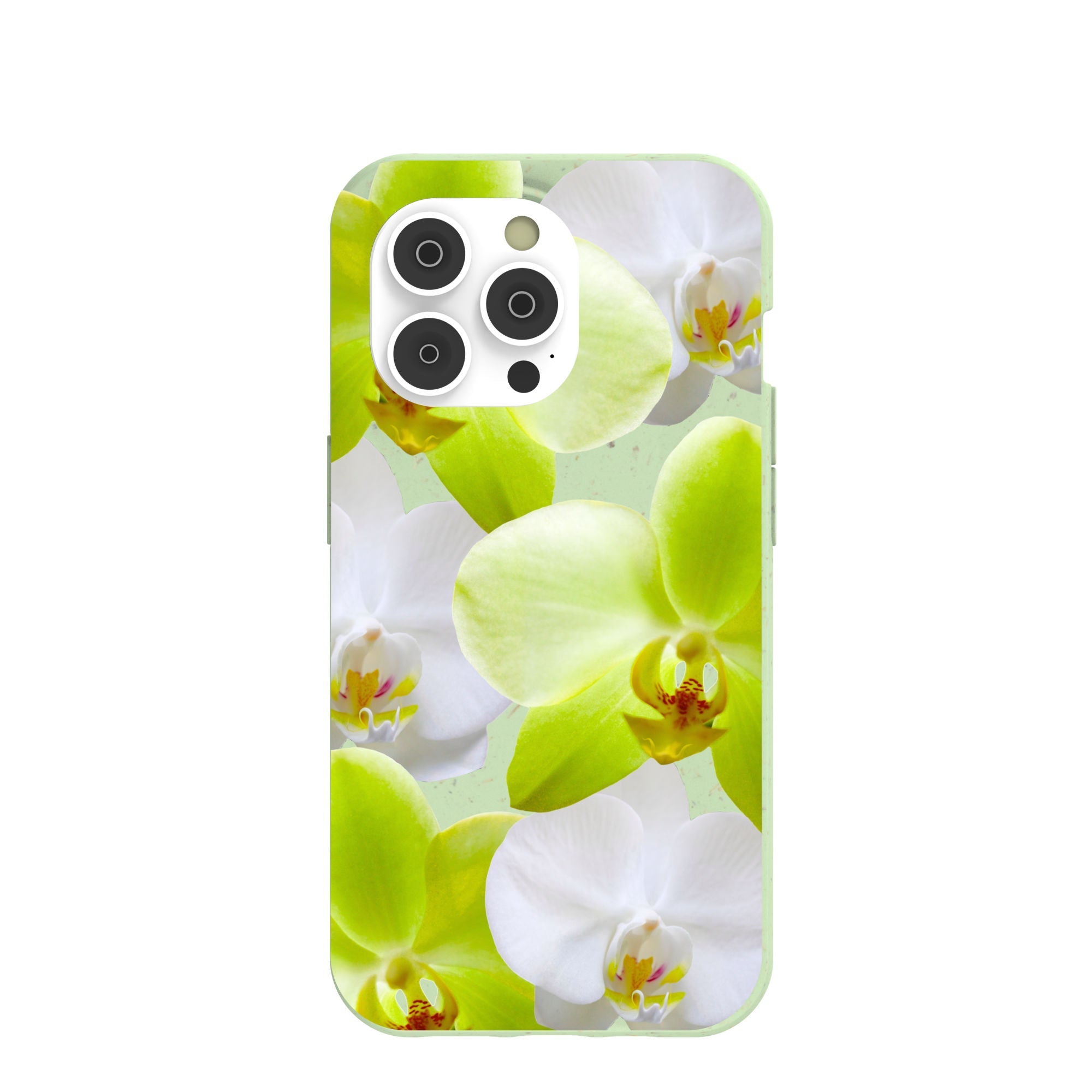 Sage Green Orchid Blooms iPhone 14 Pro Case Refurbished - Pela Case refurbished available on Cerqular