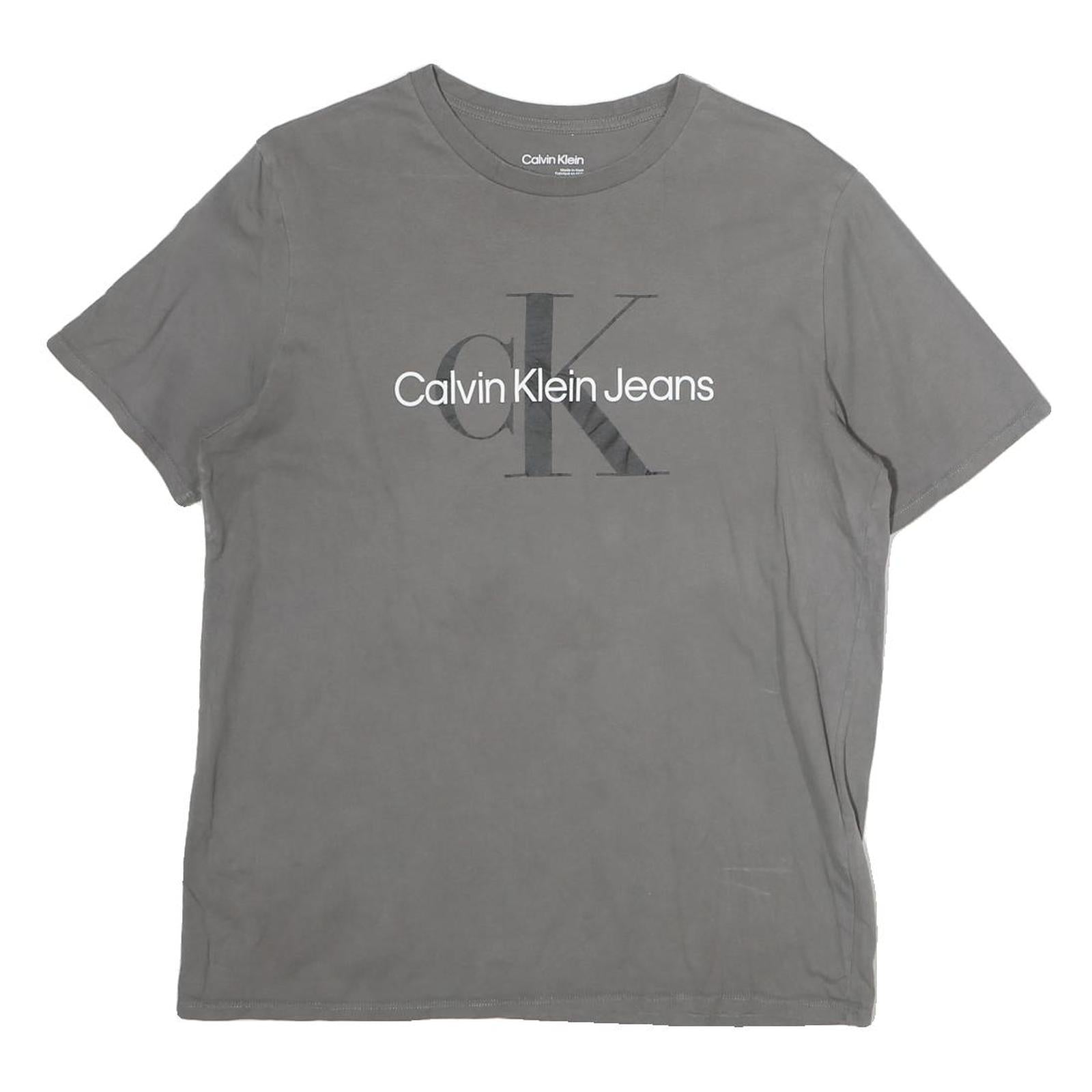 CALVIN KLEIN JEANS Mens Grey Graphic T-Shirt M Short Sleeve Crew Neck Casual Refurbished - N/A refurbished available on Cerqular