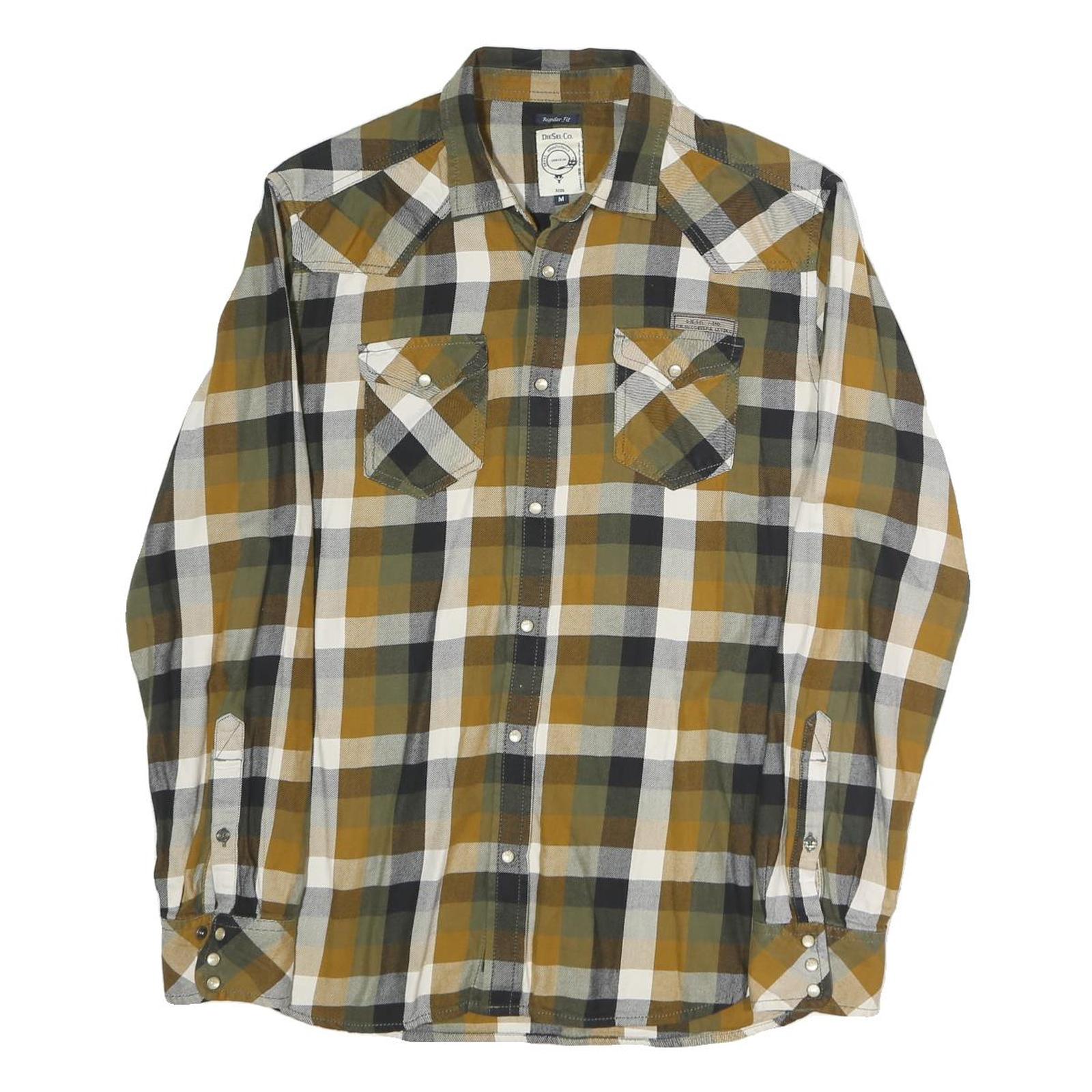 DIESEL Mens Green & Beige Check Shirt M Casual Cotton Button-Up Refurbished - N/A refurbished available on Cerqular