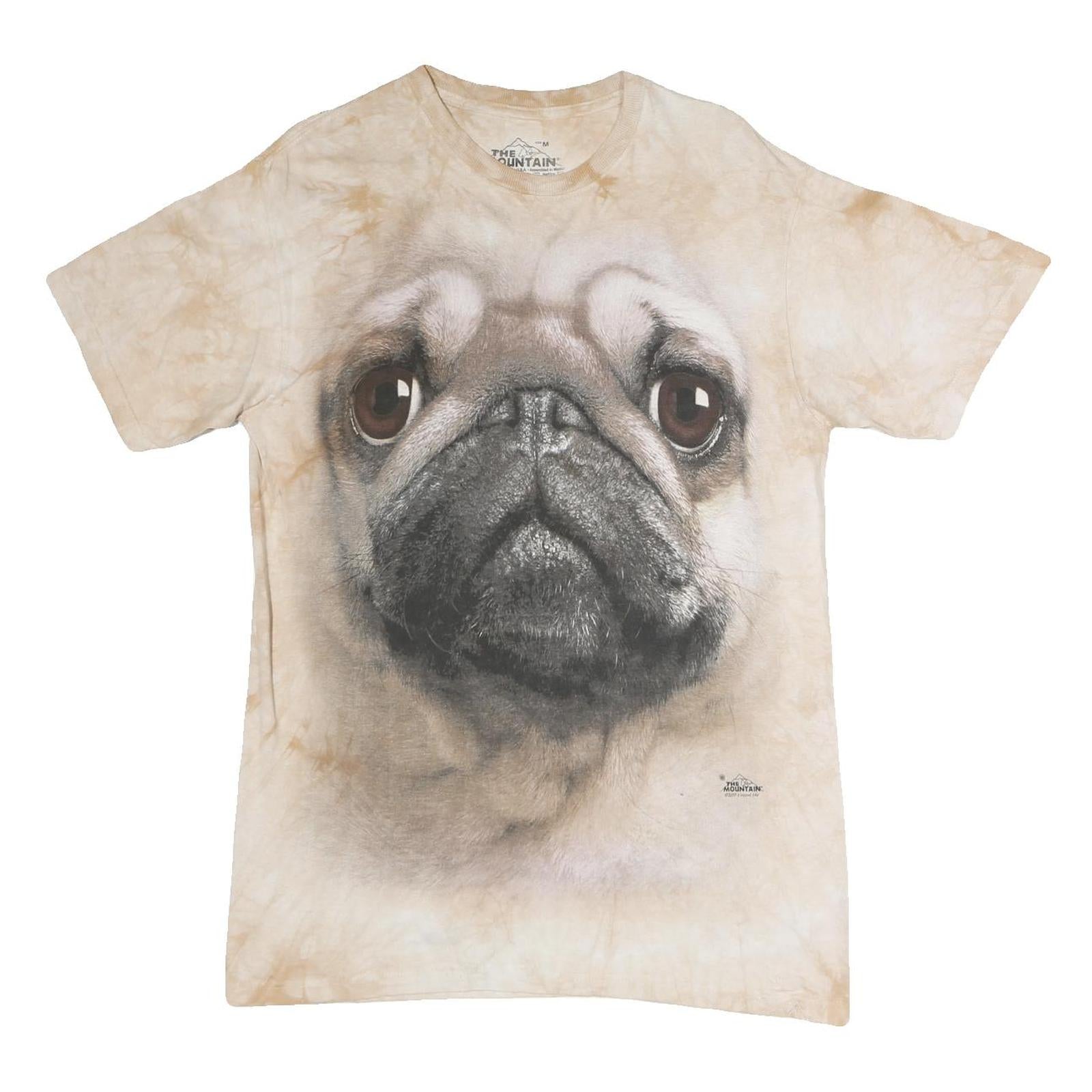 THE MOUNTAIN Mens Beige Tie Dye Pug Dog Graphic T-Shirt M Short Sleeve Crew Neck Refurbished - N/A refurbished available on Cerqular
