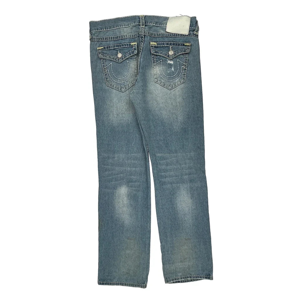 Made In USa True Religion Jeans - 36W 34L Light Wash Cotton Refurbished - Thrifted (note: this is a term often used to describe second- refurbished available on Cerqular