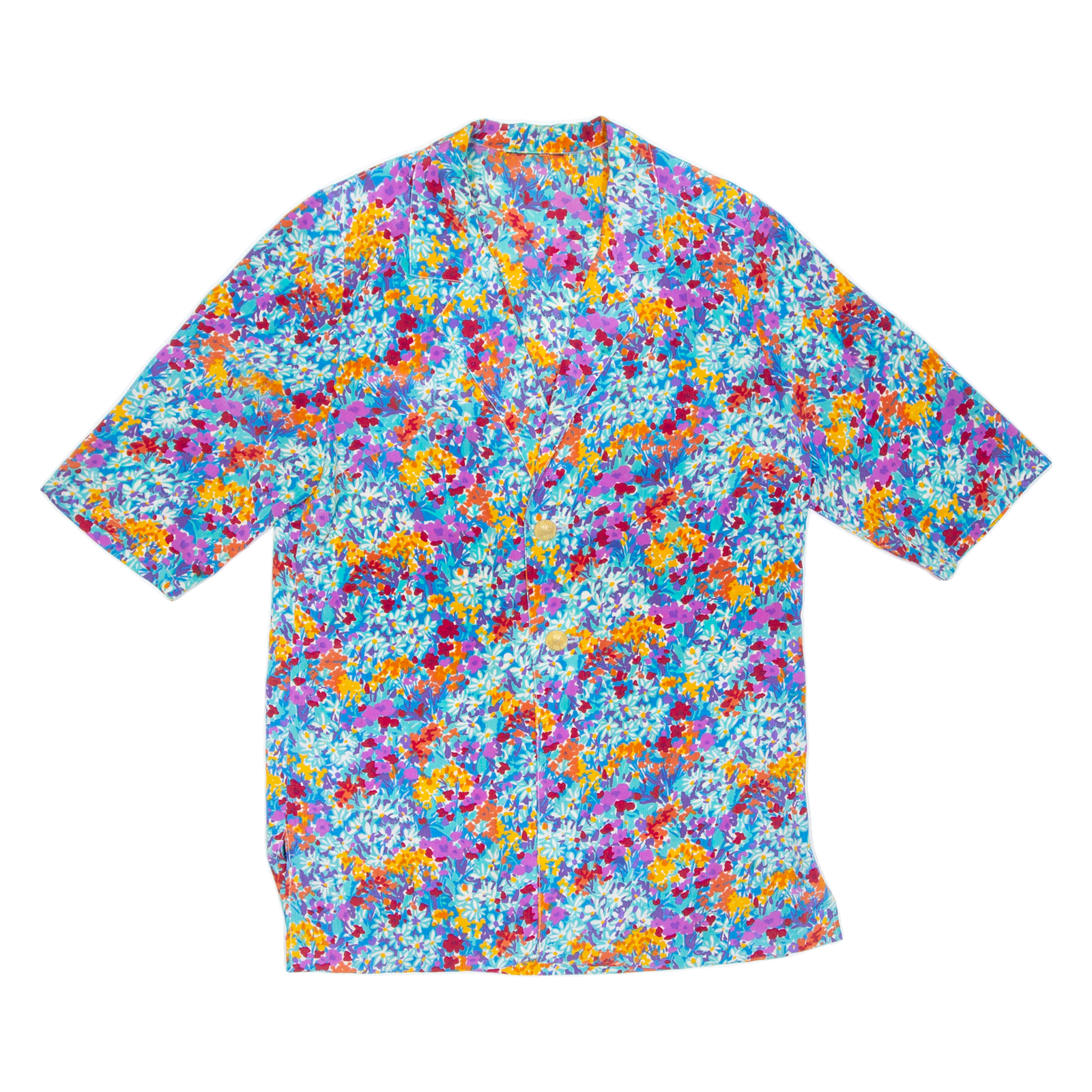 Womens Printed Blouse Blue V-Neck Long Sleeve Floral L Refurbished - N/A refurbished available on Cerqular