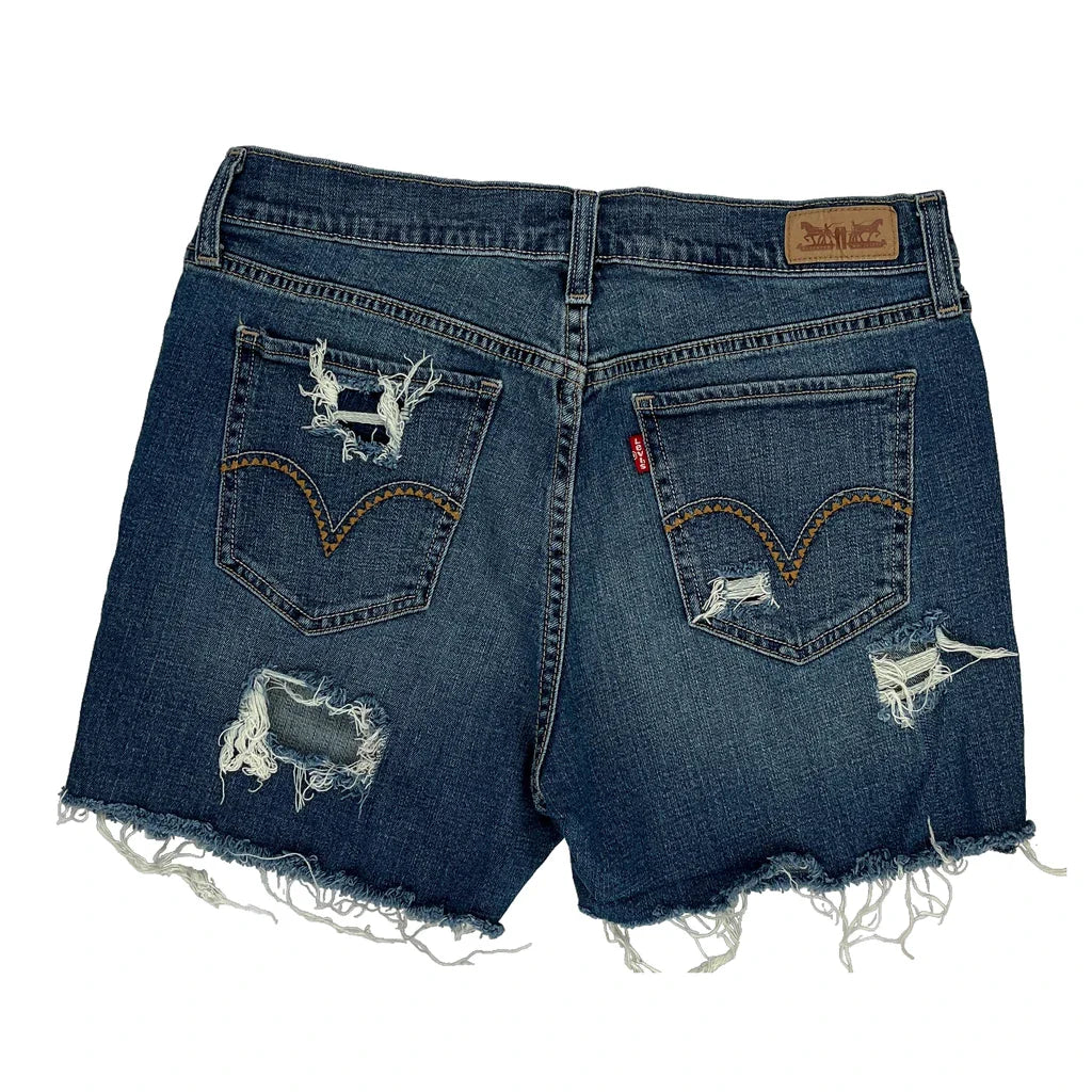 Levis Denim Shorts - 31W UK 12 Blue Denim Refurbished - Thrifted (note: this is a term often used to describe second- refurbished available on Cerqular