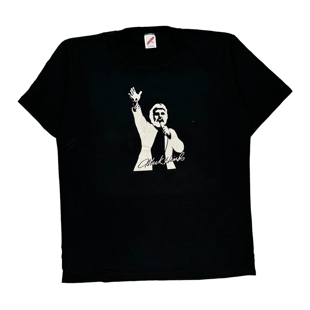 Microphone Graphic Jerzees Single Stitch T-Shirt - XL Black Cotton Blend Refurbished - Thrifted (note: this is a term often used to describe second- refurbished available on Cerqular