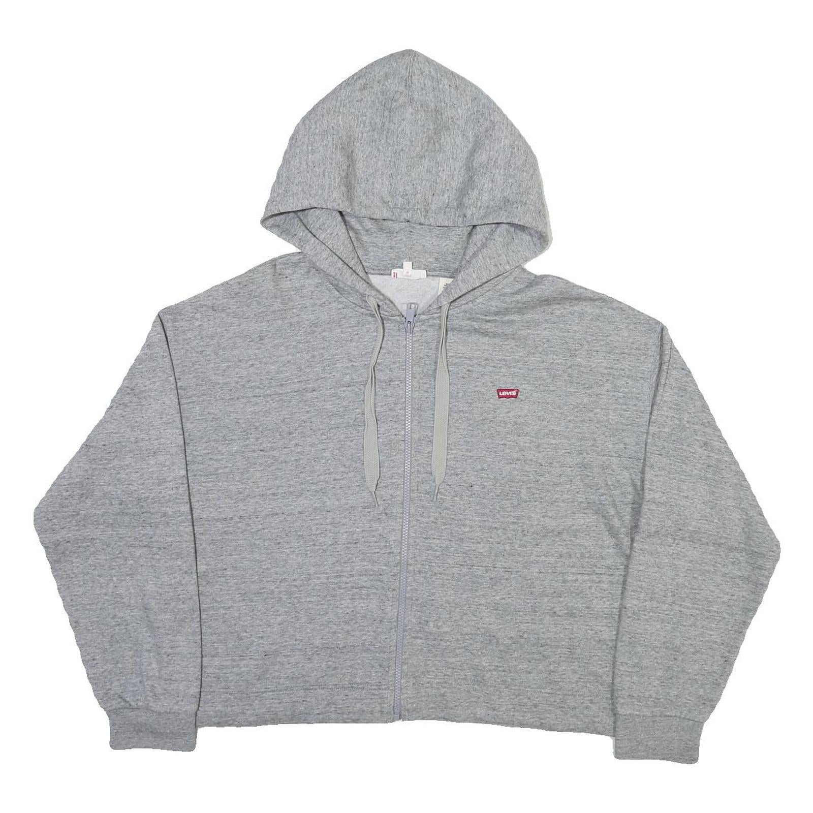 LEVI'S Womens Grey Zip Up Hoodie L Cropped Casual Cotton Blend Sweatshirt Refurbished - N/A refurbished available on Cerqular