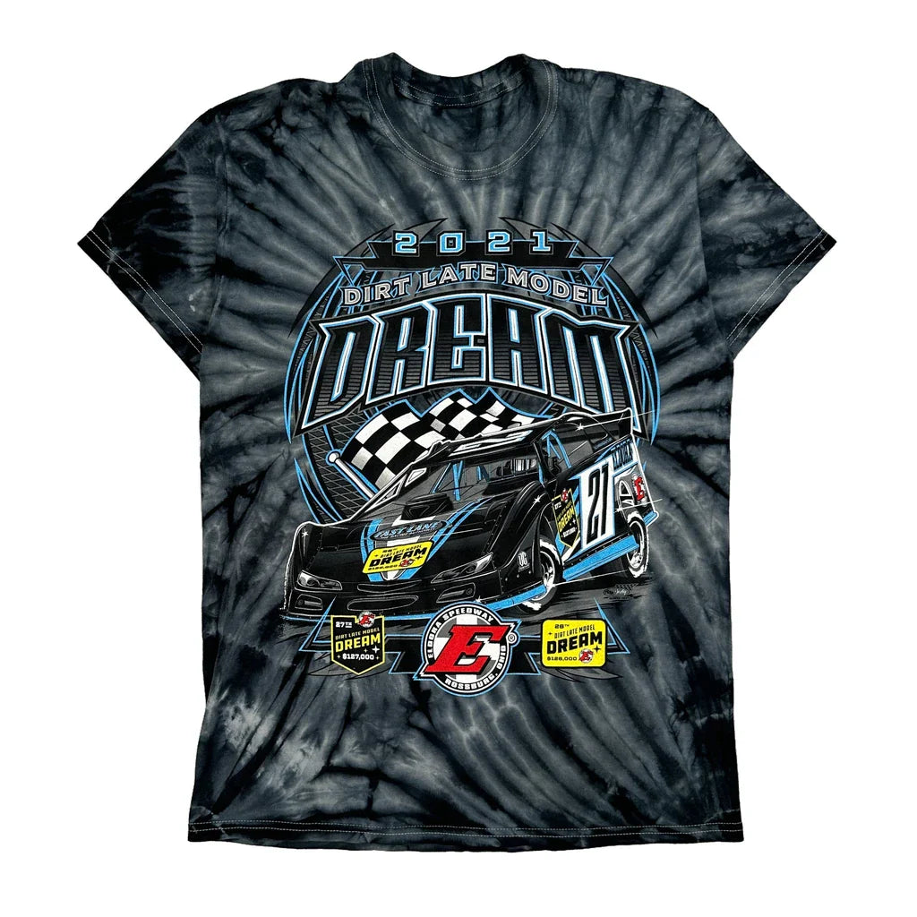 Dirt Late Model Dream 2021 Unbranded Graphic T-Shirt - Medium Blue Cotton Refurbished - Thrifted (note: this is a term often used to describe second- refurbished available on Cerqular