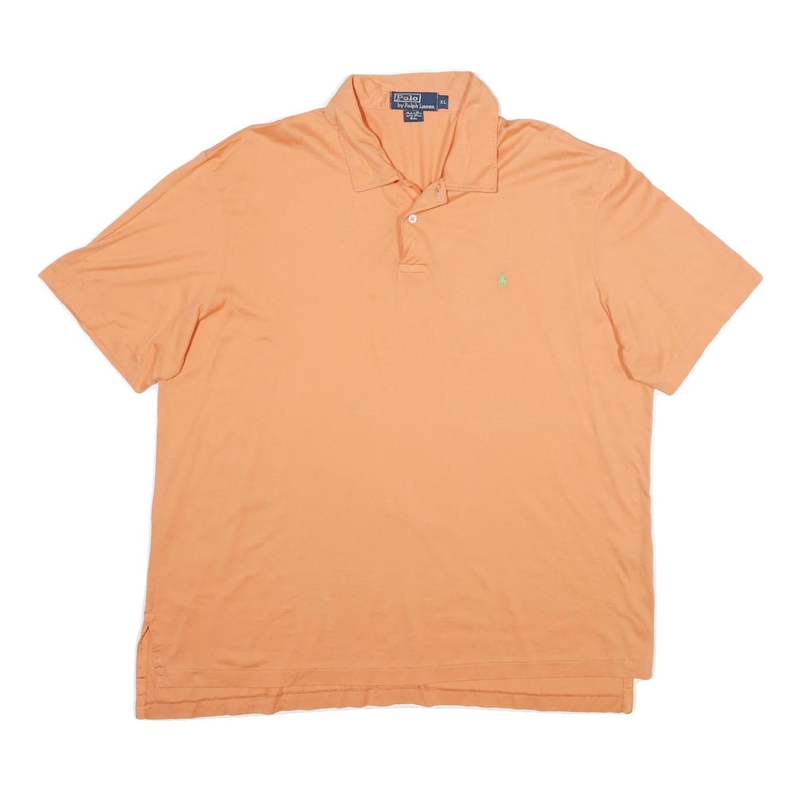 POLO RALPH LAUREN Mens Orange Short Sleeve Plain XL Cotton Polo Shirt Classic Refurbished - N/A refurbished available on Cerqular