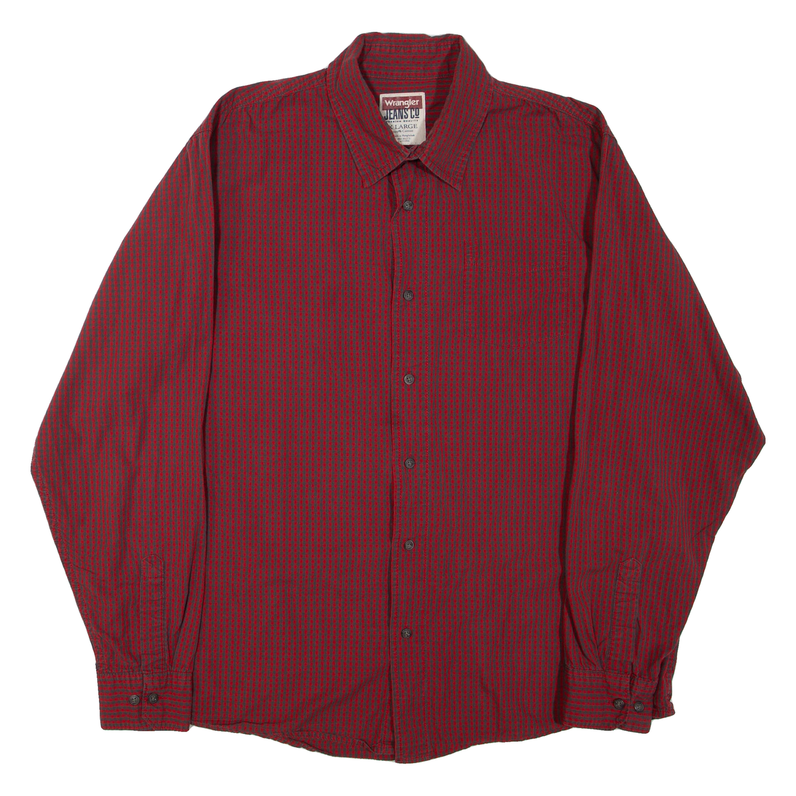 WRANGLER Mens Shirt Red Check Long Sleeve XL Refurbished - N/A refurbished available on Cerqular