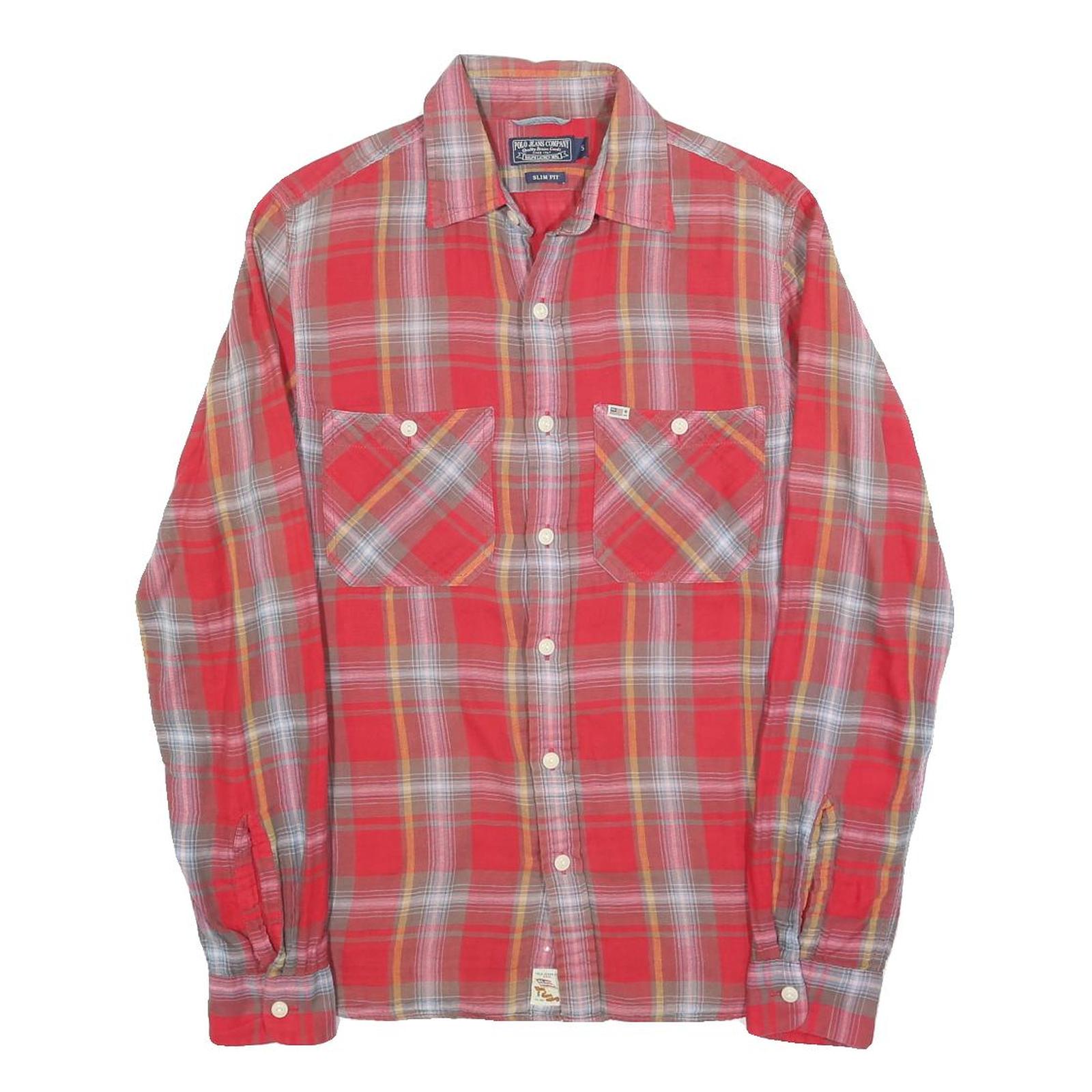 RALPH LAUREN POLO JEANS COMPANY Mens Red & Grey Check Shirt S Slim Fit Cotton Refurbished - N/A refurbished available on Cerqular