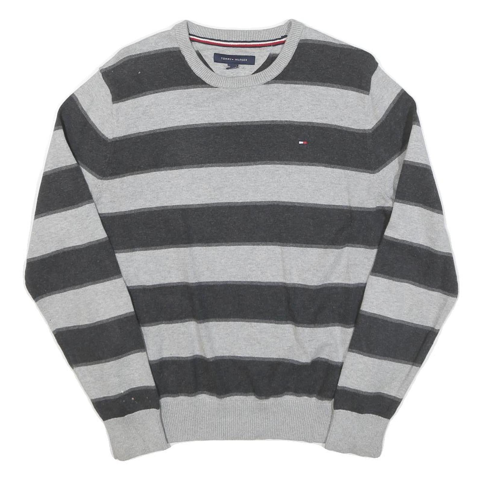 Buy TOMMY HILFIGER Mens Grey & Dark Grey Striped Patterned Crew Neck Basic Knit Refurbished - $46.79 TOMMY HILFIGER Mens Grey & Dark Grey Striped Patterned Crew Neck Basic Knit Refurbished - N/A refurbished available on Cerqular