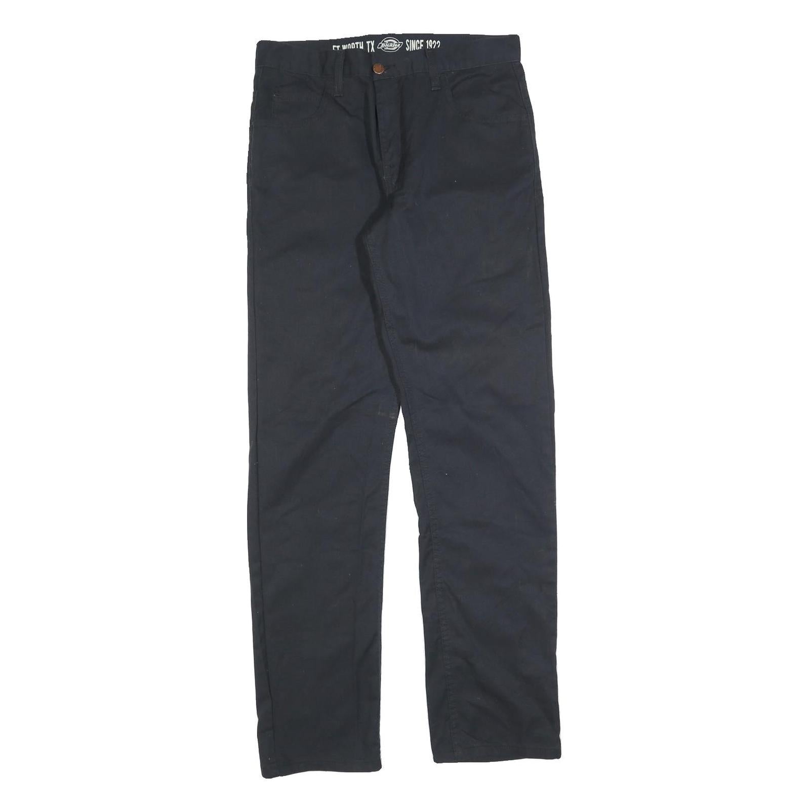 DICKIES Mens Slim Black Cotton Blend Trousers W30 L32 Zip Closure Classic Style Refurbished - N/A refurbished available on Cerqular