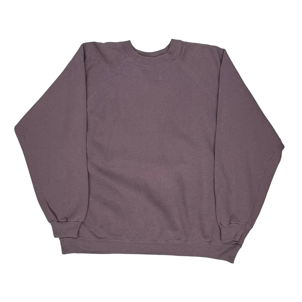 90S Blank Hanes Sweatshirt - XL Purple Cotton Blend Refurbished - Thrifted (note: this is a term often used to describe second- refurbished available on Cerqular