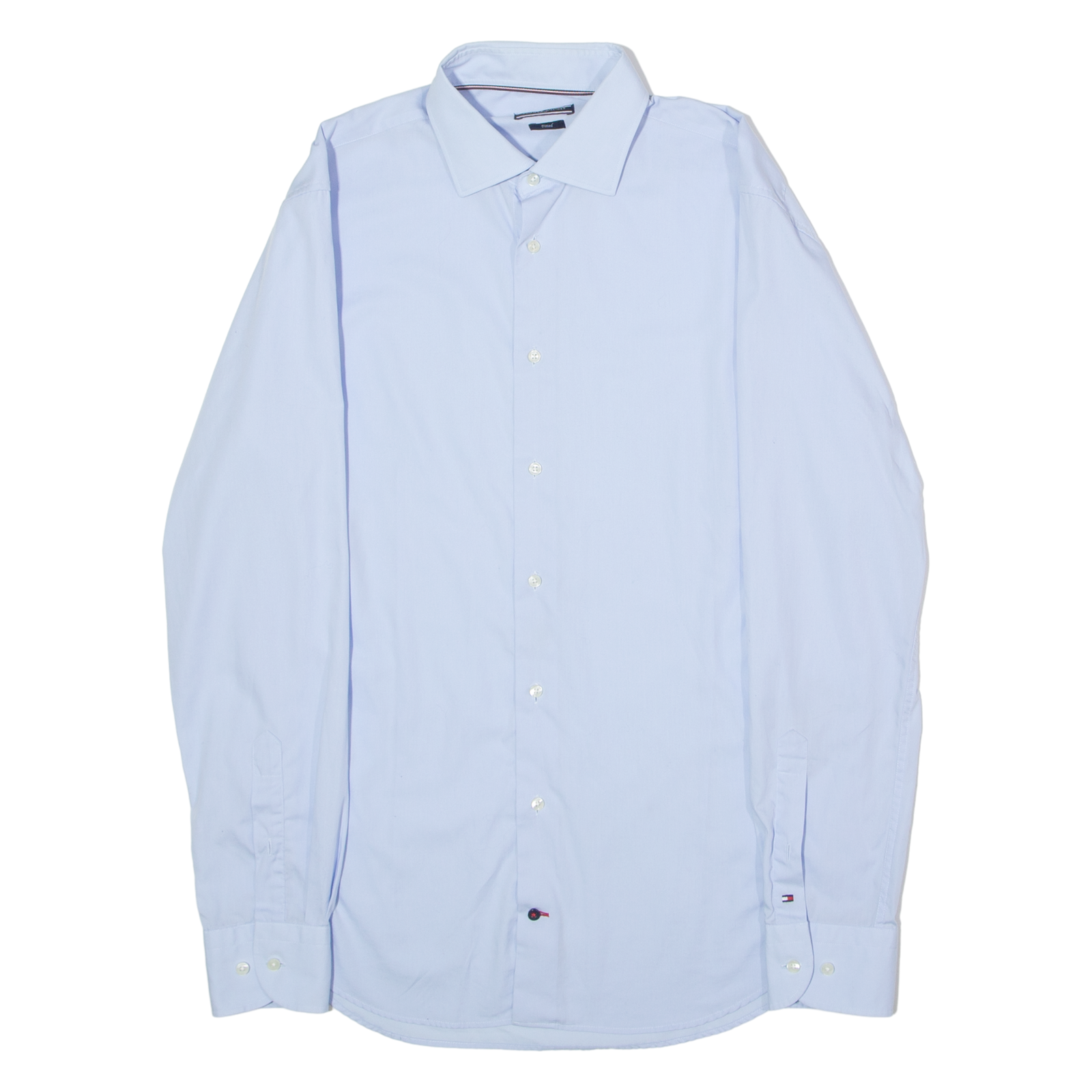 TOMMY HILFIGER Tailored Fitted Mens Plain Shirt Blue Long Sleeve M Refurbished - N/A refurbished available on Cerqular