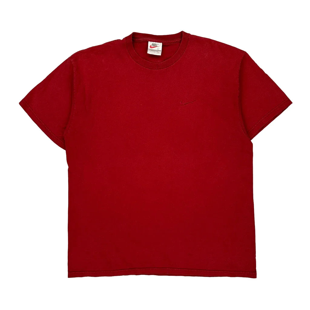 Nike T-Shirt - Large Red Cotton Refurbished - Thrifted (note: this is a term often used to describe second- refurbished available on Cerqular