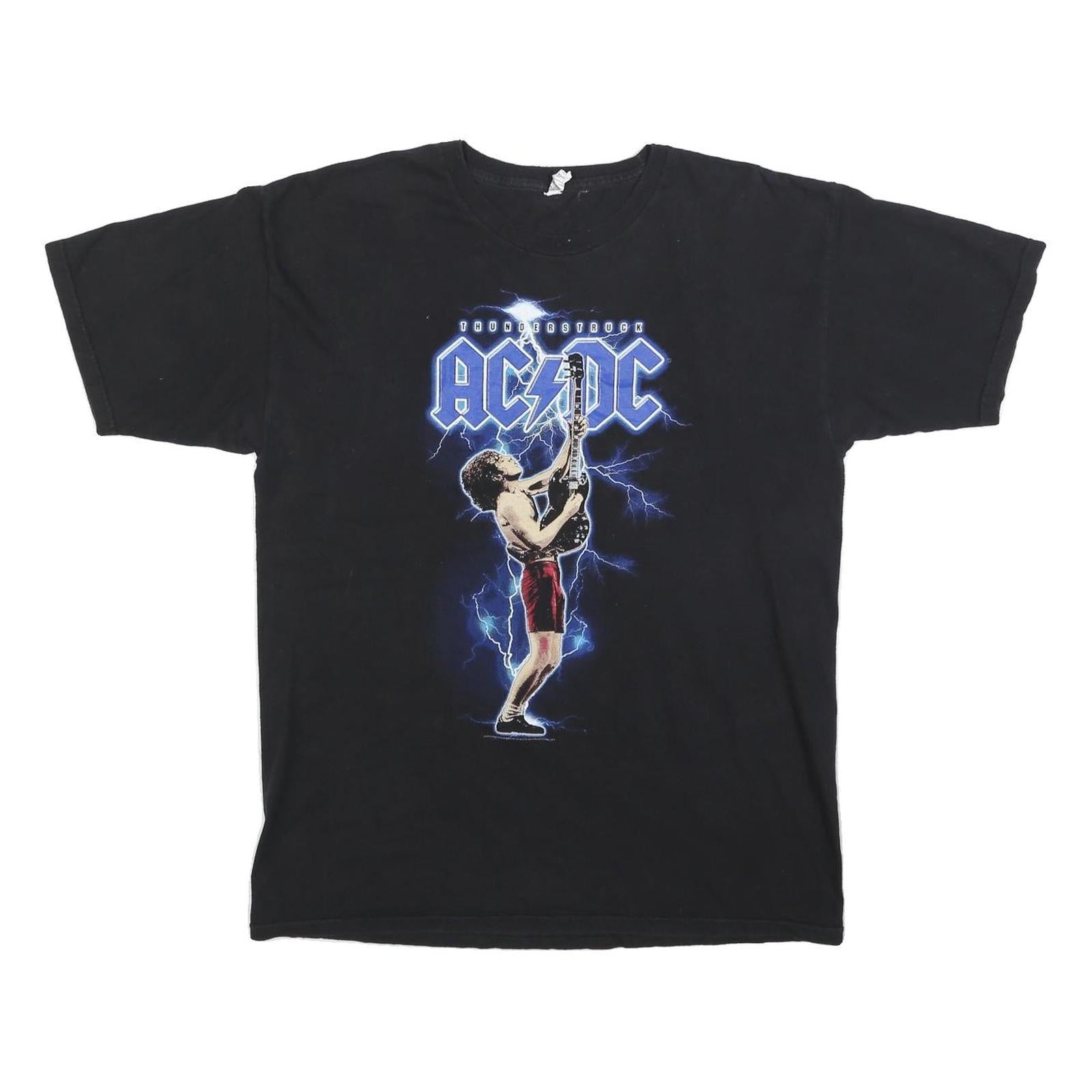 ALSTYLE Mens Black AC/DC Thunderstruck Graphic T-Shirt L Short Sleeve Crew Neck Refurbished - N/A refurbished available on Cerqular