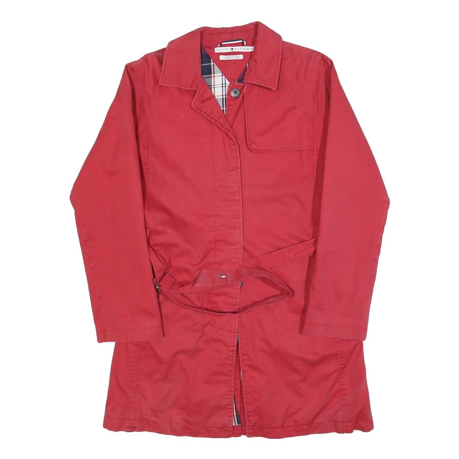 TOMMY HILFIGER Womens Red Cotton Blend Jacket M Button Plain Classic Refurbished - N/A refurbished available on Cerqular